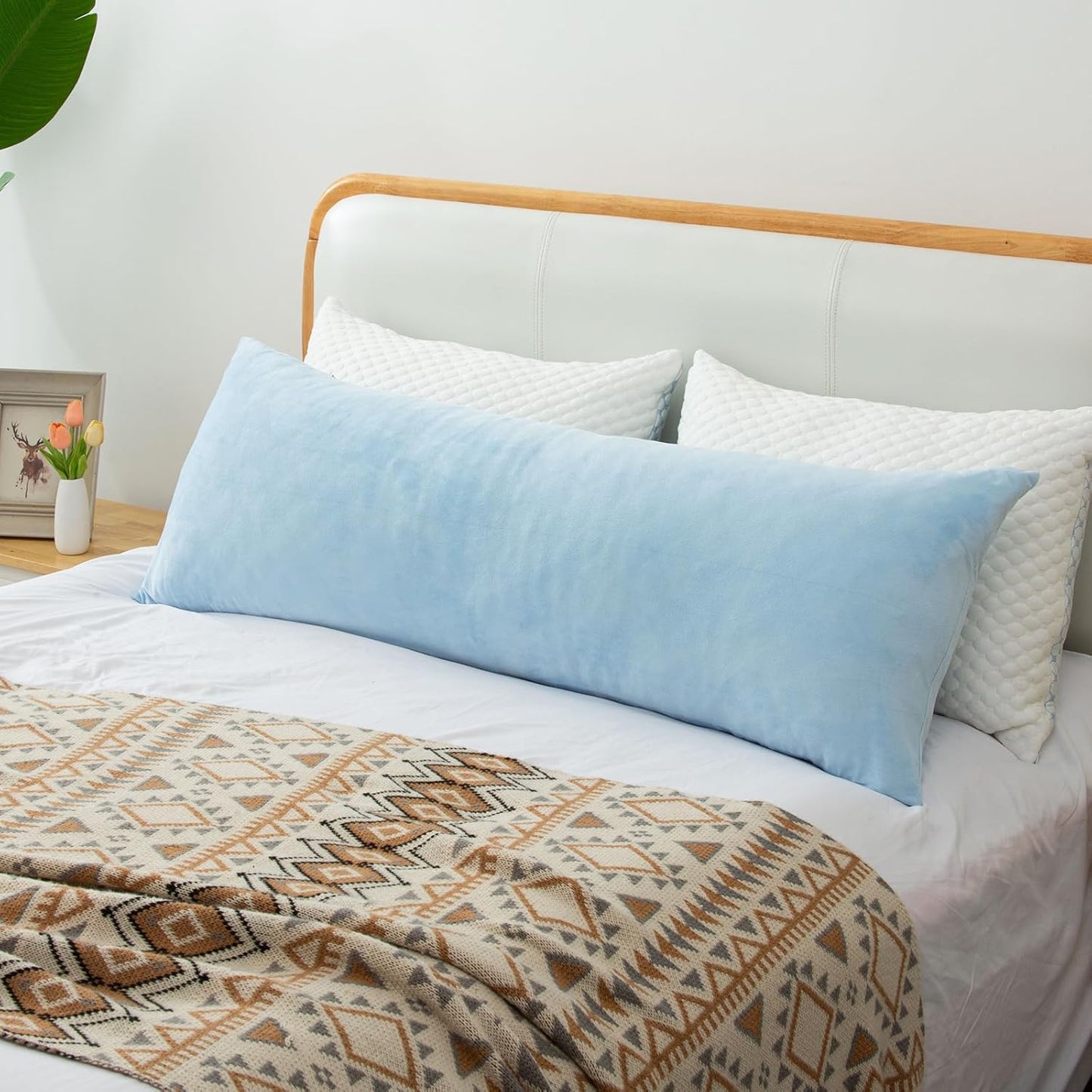 Body Pillow, Memory Foam Body Pillows for Adults Sleeping, Long Pillow for Bed, Big Large Firm Full Body Pillow for Side Sleeper, 20x54 Inch, Light Blue