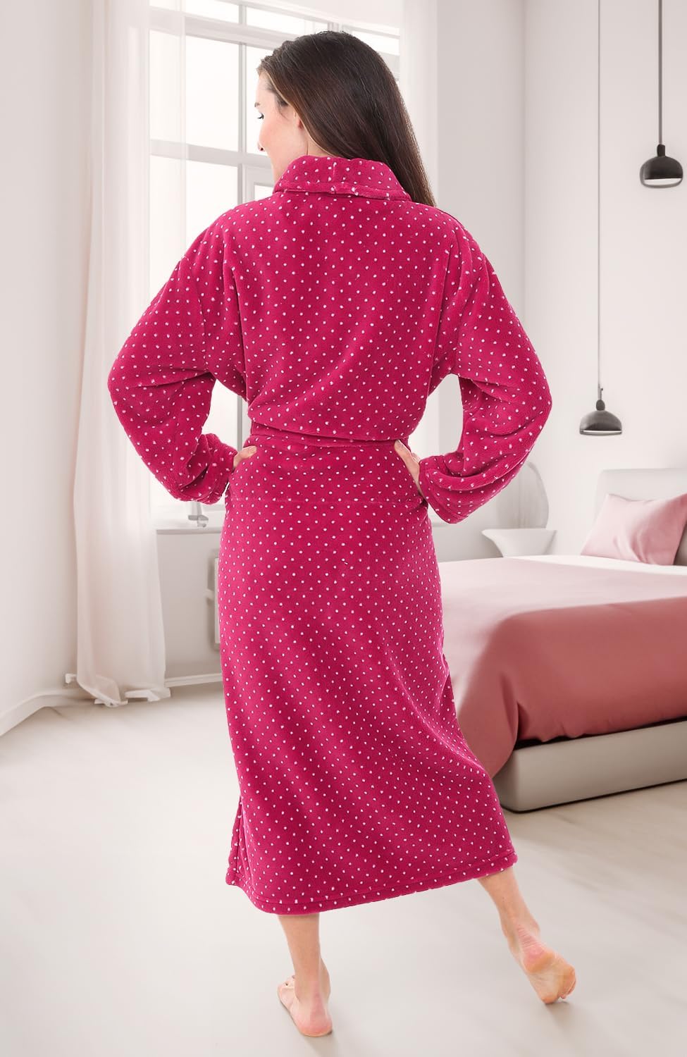 Alexander Del Rossa Plush Robe for Women, Long Fleece Winter Bath Robe, Plus Size
