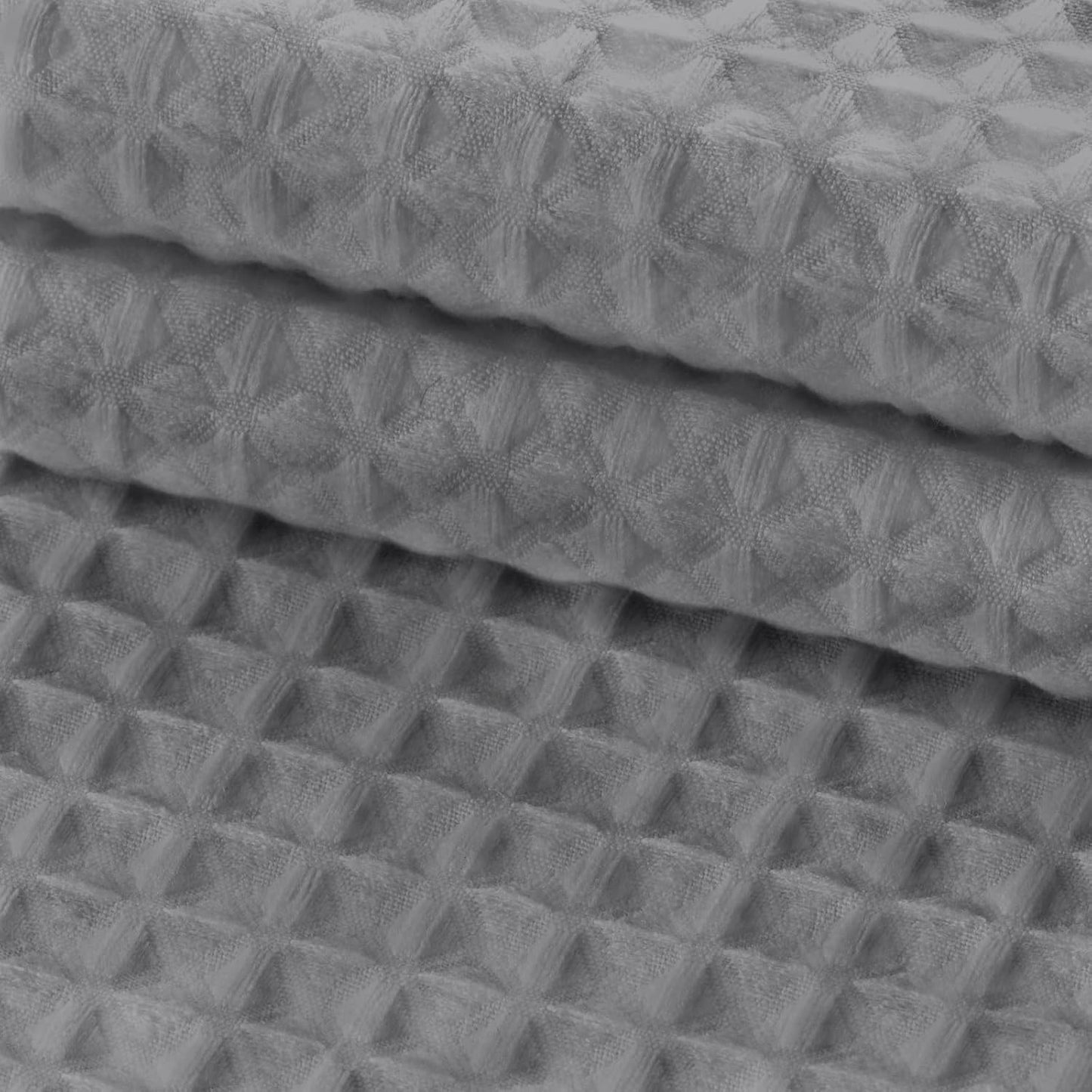 YellyHommy No Hook Shower Curtain and Liner Set Less Time Dark Grey Waffle Cotton Hotel Shower Curtain with Snap in Liner 72" Wx 75" L