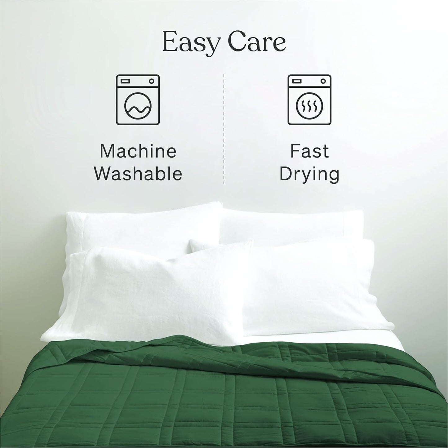 Baloo Weighted Blanket for Adults 15 lb (Spruce Green, 60"x80") | Cool & 100% Cotton | Machine Washable & Dryer Safe | Glass Microbead Fill