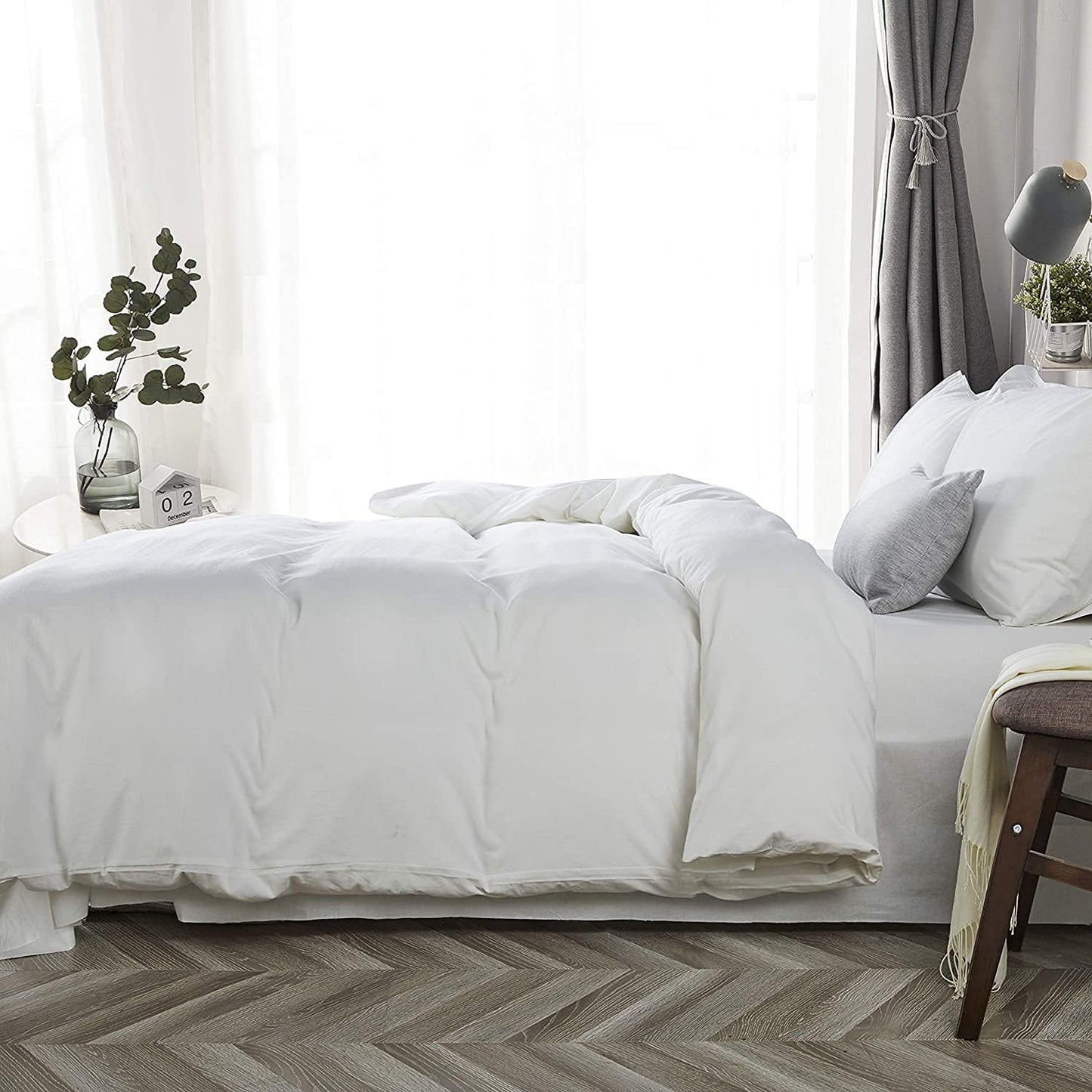 Queen Duvet Cover 1000 Thread Count 100% Egyptian Cotton Luxury Hotel Quality White Quilt Cover & Pillow Sham - 3 Piece All Season Duvet Cover Set with Zipper Closure, Corner Ties
