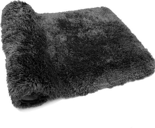 FIFU Bathroom Runner Rug 24" W x 60" L, Bath Mats for Bathroom, Bedroom & Kitchen, Non-Slip Rubber Latex Backing, Comfort & Soft Shower Bathmat & Carpet for Sink, Home & Hallways, Black