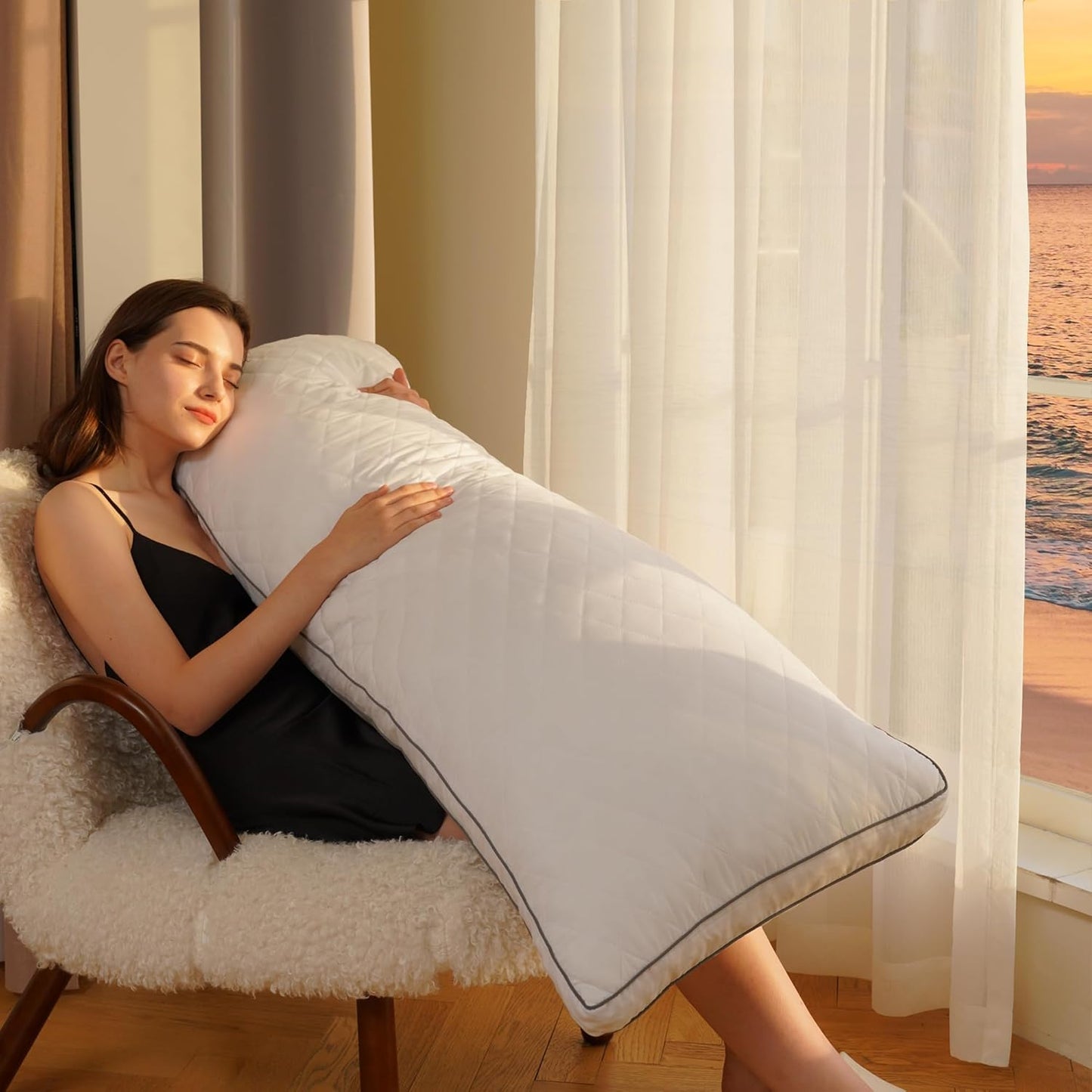 Ubauba Memory Foam Body Pillow, Full Large Body Pillows for Adults, Firm & Fluffy Long Bed Pillows for Sleeping (20x54 inch, White)