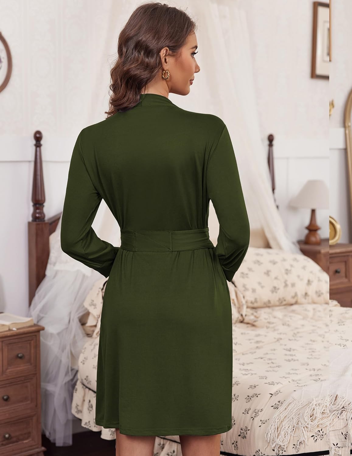 HOTOUCH Womens Robe Lightweight Short Knit Bathrobe Soft Ladies Sleepwear with Pockets