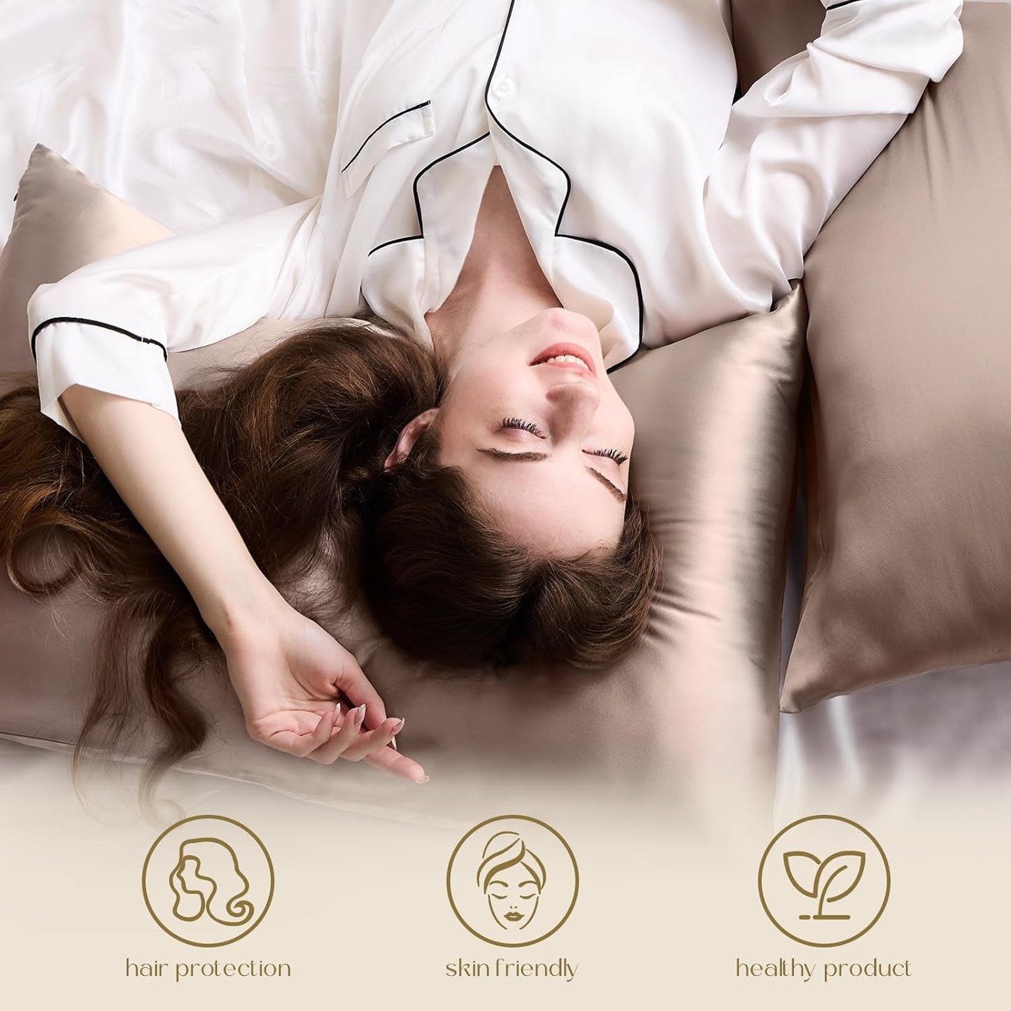 ZIMASILK 100% Pure Mulberry Silk Pillowcase for Hair and Skin Health,Soft and Smooth,Both Sides Premium Grade 6A Silk,600 Thread Count,with Hidden Zipper,1pc(Standard 20''x26'',Gray Brown)