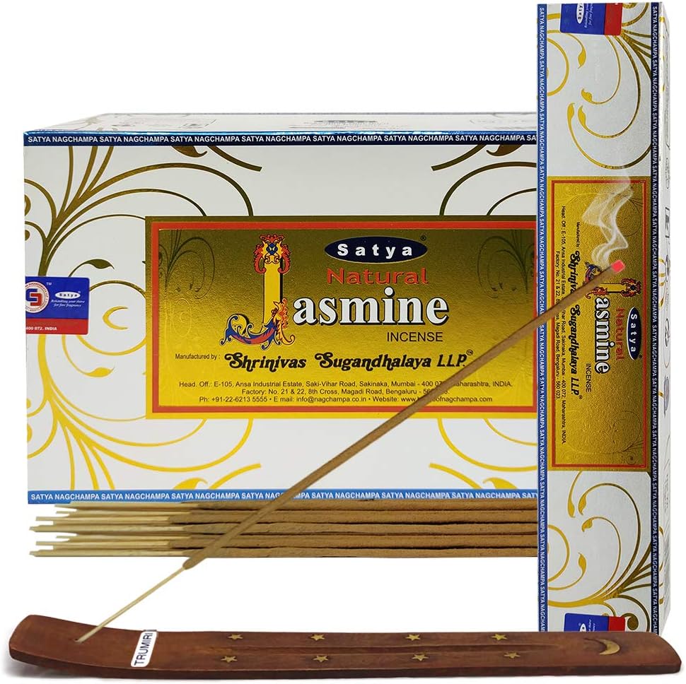 Natural Jasmine Incense Sticks and Incense Stick Holder Bundle Insence Insense Satya
