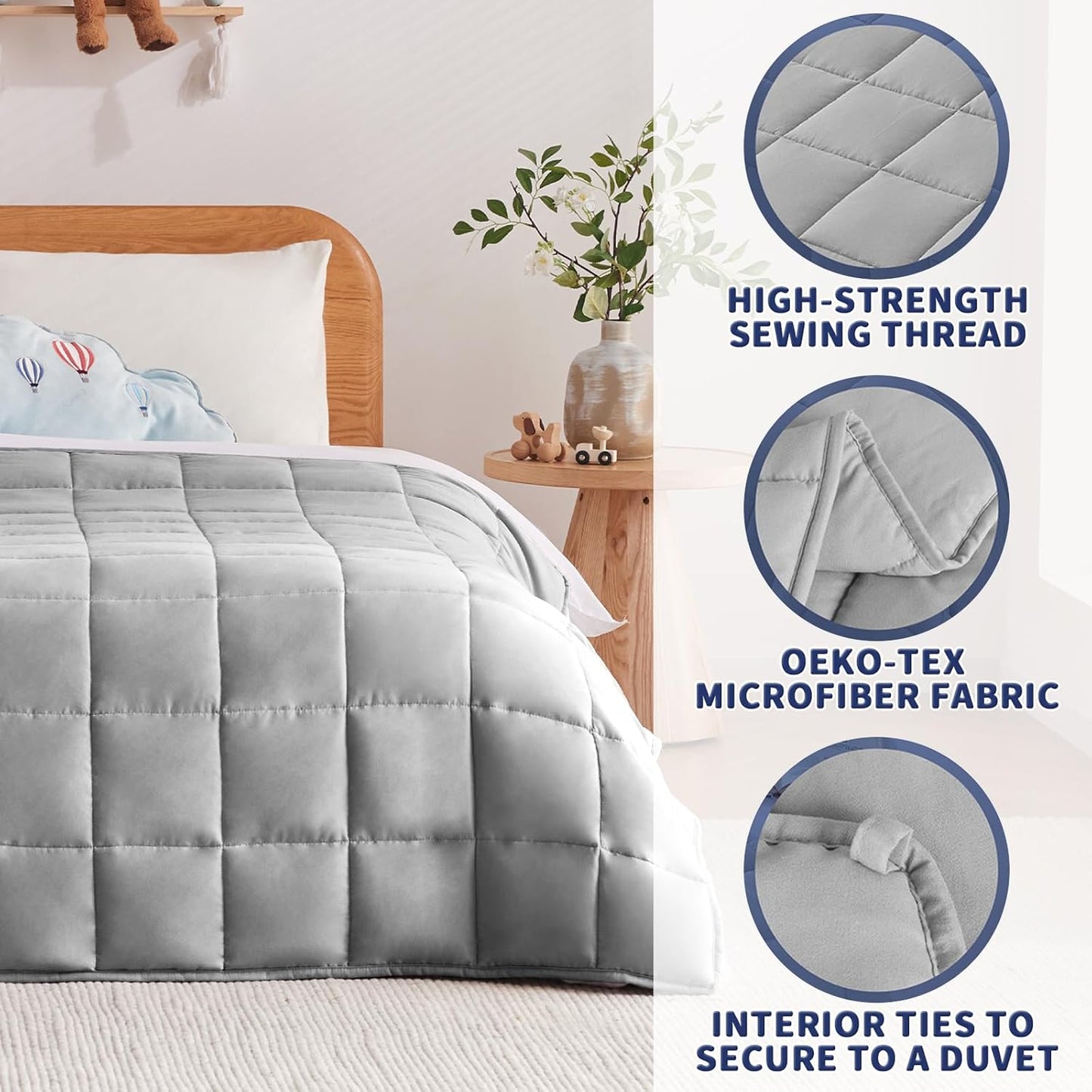 Weighted Blanket Kids (40"x60" 10lbs),Ultra Soft and Cozy Cooling Weighted Blanket Kids,Heavy Blanket with Machine Washable Soft Blanket, Stone Grey