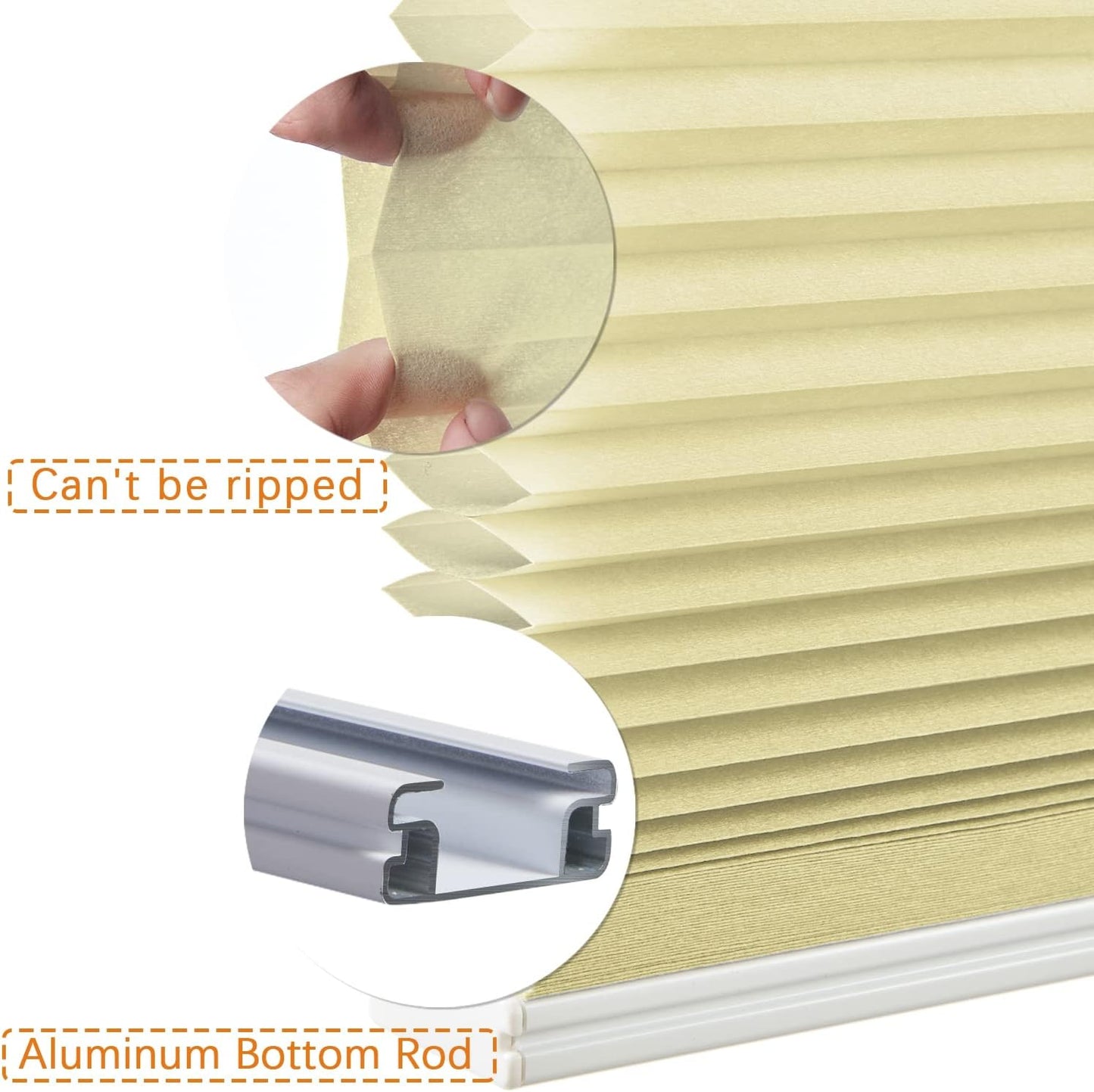 Persilux Light Filtering Cellular Shades Cordless Honeycomb Window Shades Bottom Up Dirt Proof Privacy Window Blinds for Windows, Bedroom and Living Room, Beige, 85" W x 38" H