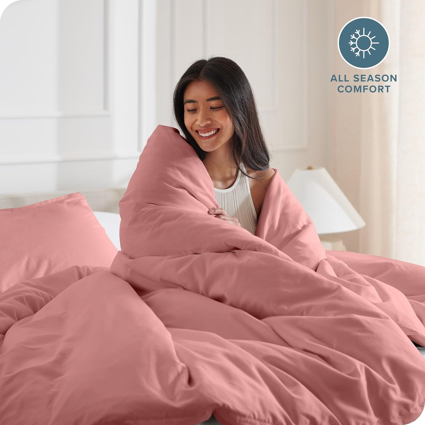 Bare Home Bedding Duvet Cover California King Size - Premium 1800 Super Soft Collection - Lightweight, Cooling - Soft Breathable Bedding Duvet Cover (Cal King, Dusty Rose)