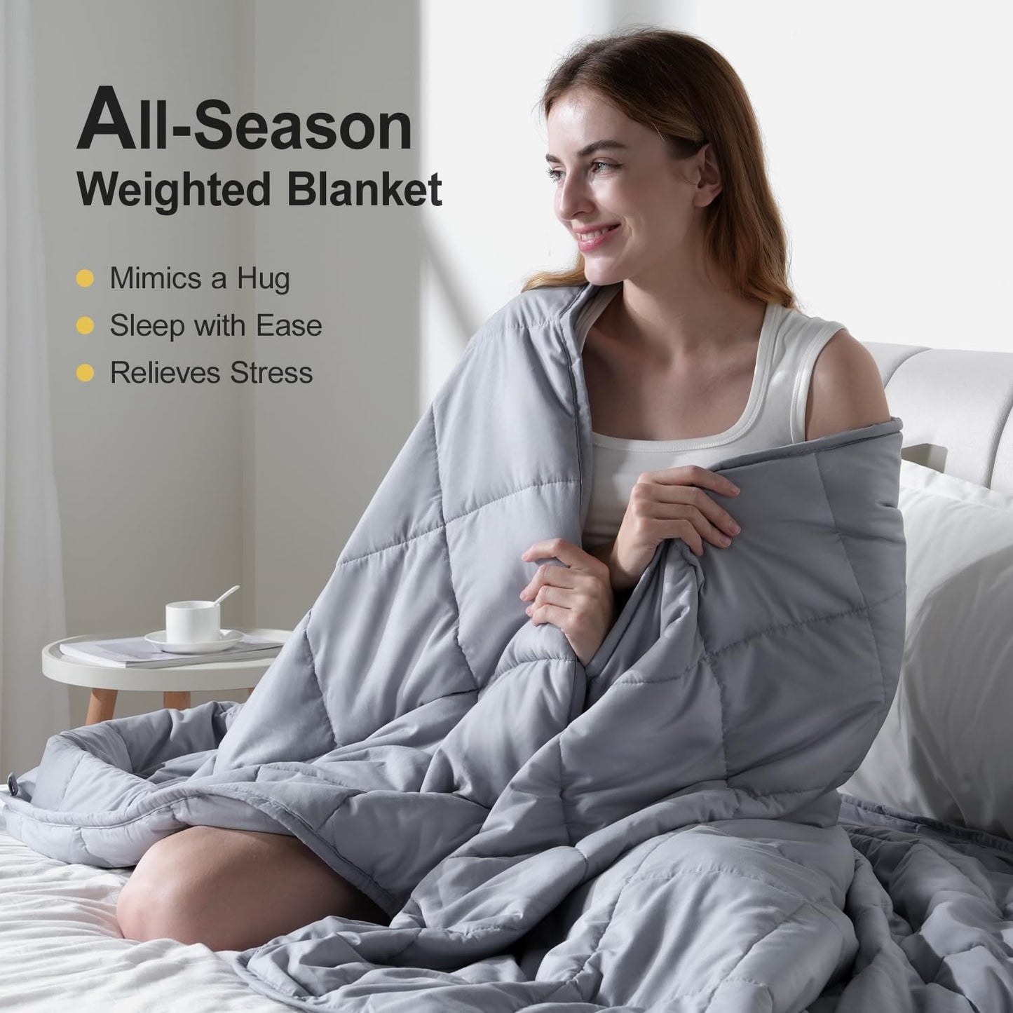 Lofus Weighted Blanket for Adults 10 lbs 60"x 80" Queen Size, Breathable All-Season Weighted Heavy Blankets, Soft Microfiber with Premium Glass Beads for Sleeping, Grey