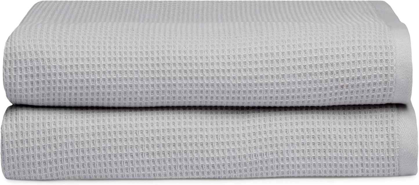 Cozy Earth Waffle Bath Sheets - 60% Cotton 40% Viscose from Bamboo Bath Sheets 40 x 65 Inches - Soft & Absorbent Terry, Reversible Mini Textured Waffle & Weave Pattern - 2 Pack