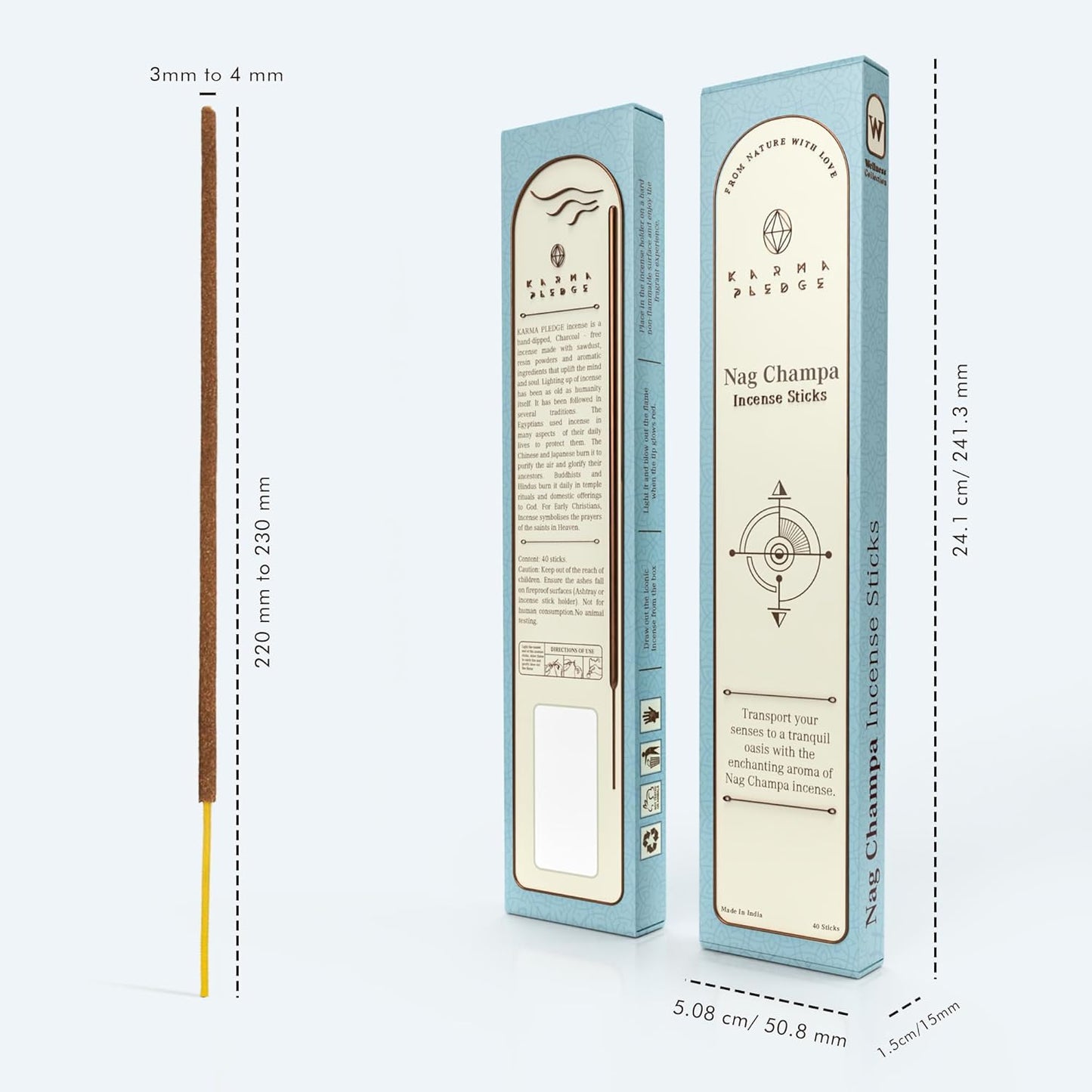 Nag Champa Incense Sticks, Organic Hand Dipped Incense, Natural Herbs & Aromatic Ingredients, Contain 40 Sticks Inside, Burn Time 45-60 Min, Spiritual Gifts, Incense by Karma Pledge