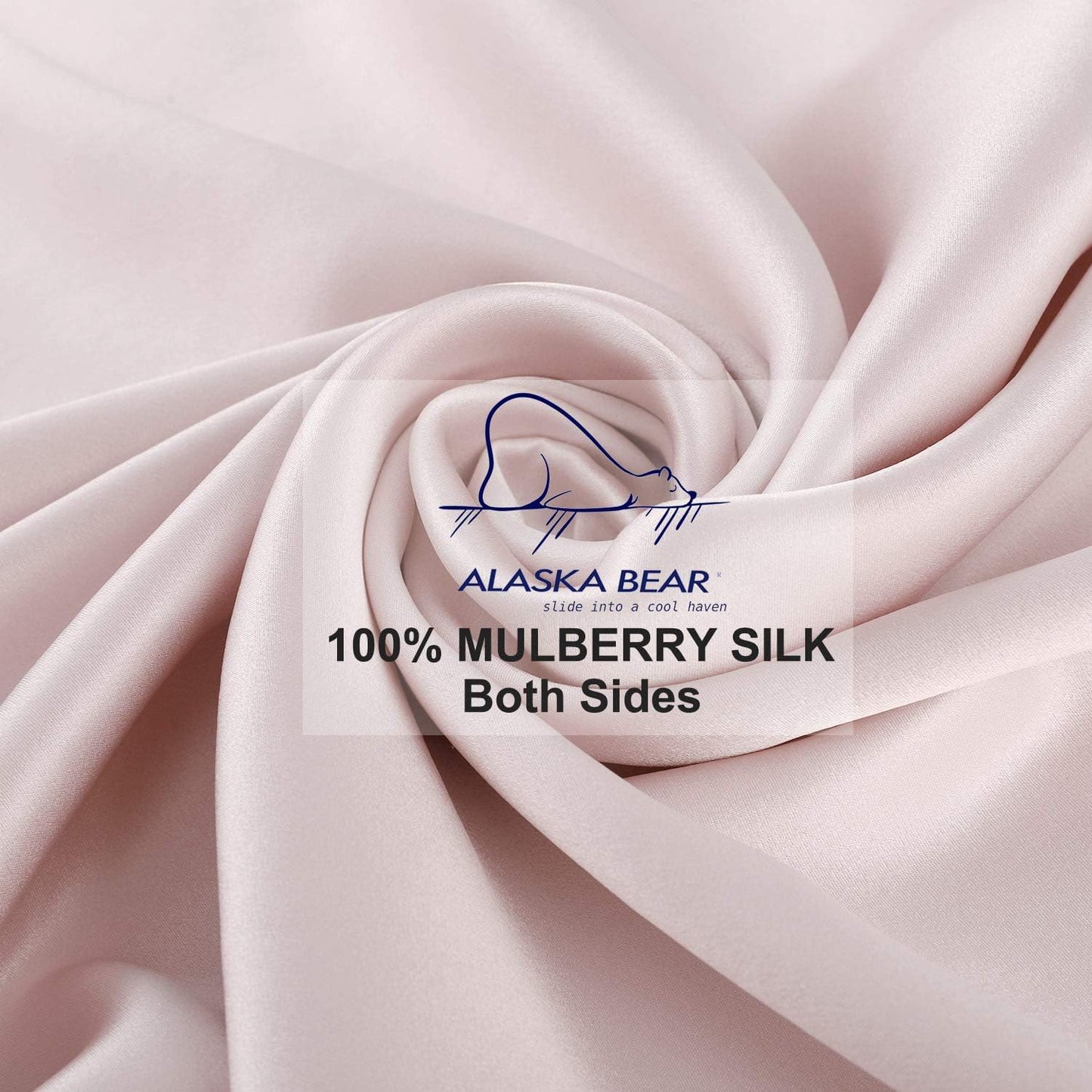 ALASKA BEAR 200% Good for You Silk Pillowcase for Hair and Skin Care Soft Pillow Case with Random Color Scrunchie Gift Set Standard (1pc, Pale Pink)