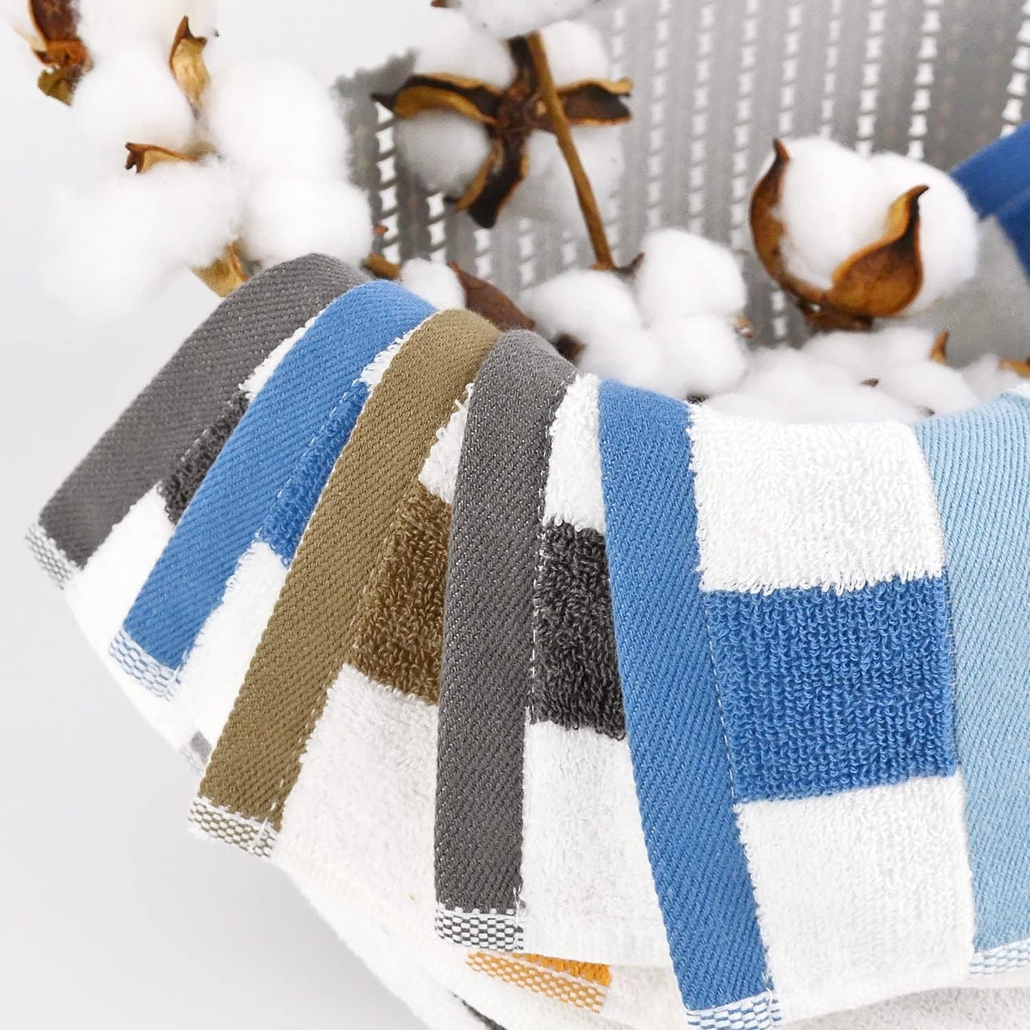 Jacquotha 12 Pack Wash Cloths for Showering 3 Colors, Cotton Washcloths Gentle for Men Women Kids, Durable Wash Rags Large Size 13" X 13"