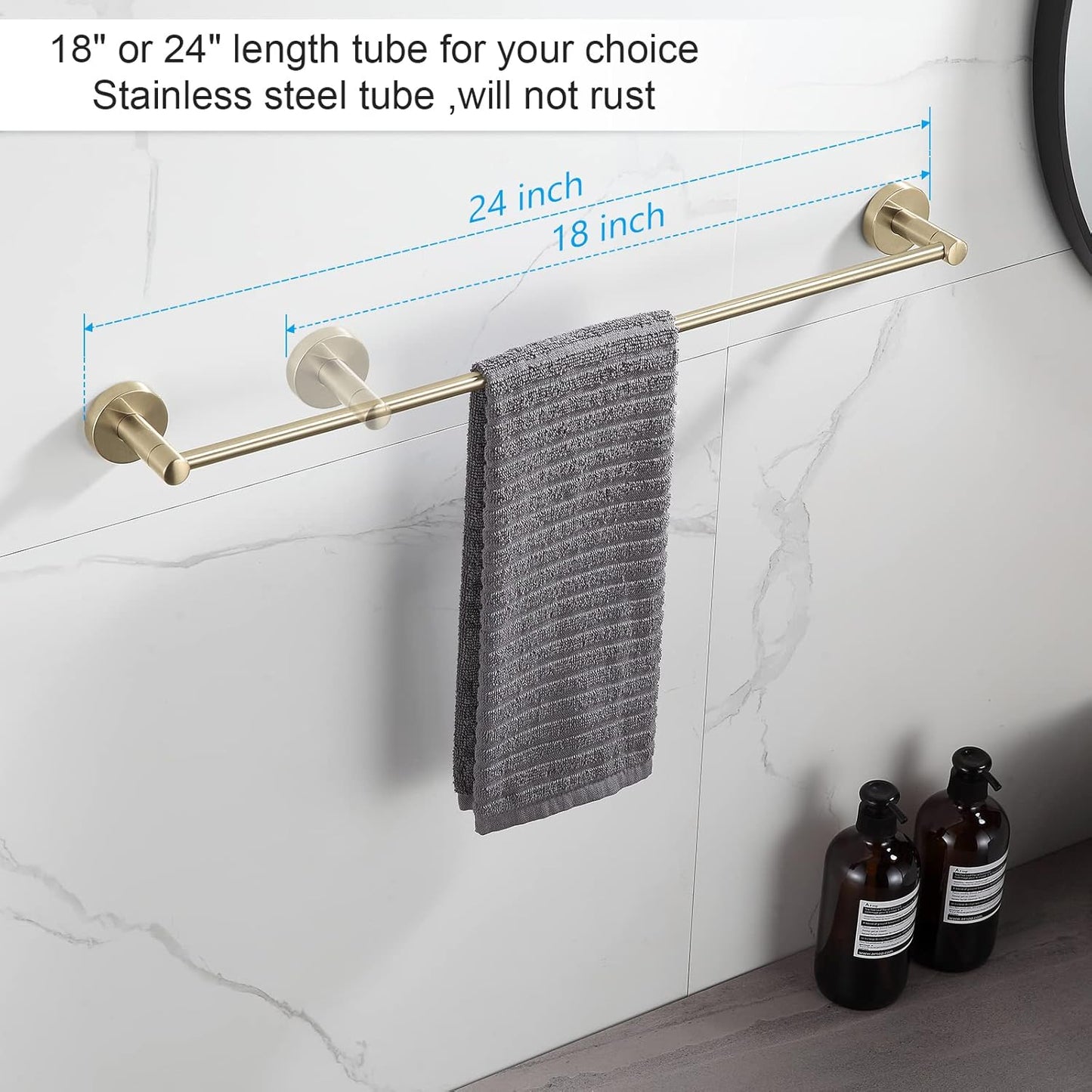 BGL Bathroom Accessory Set Brushed Gold 4 Pieces Towel Rack Set