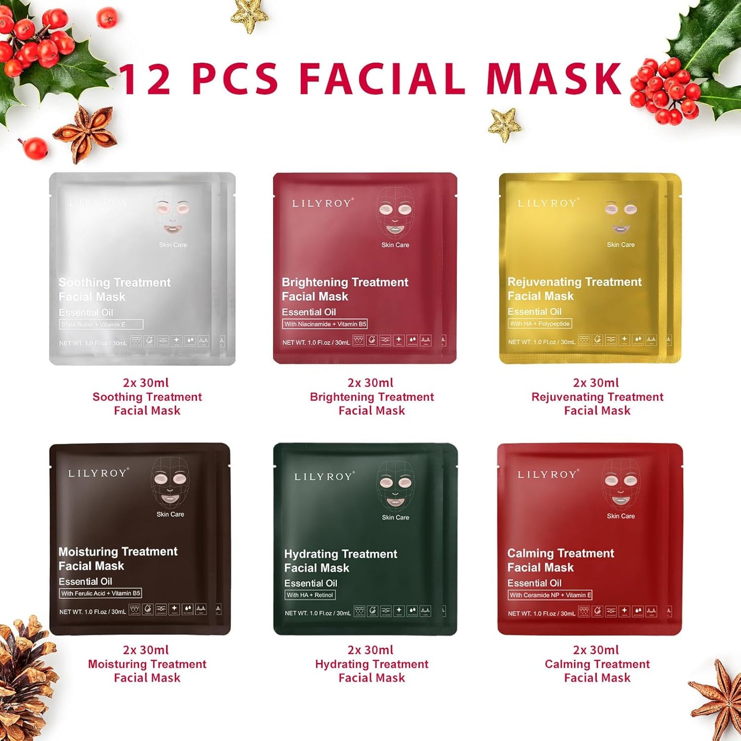 Facial Mask Set for Women and Girls Christmas Gifts - Luxury Facial Mask Kit, Bath and Body Gift Set for Women, Gift for Men | Perfect Gifts for Valentine's, Birthday, Mothers Day Gifts for Mom