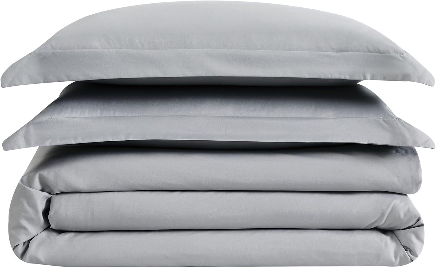 London Fog Garment Washed Solid Duvet Set Grey Microfiber 3-Piece Full/Queen Duvet Set, Solid Themed, Adult and Teen, Oeko-TEX Certified