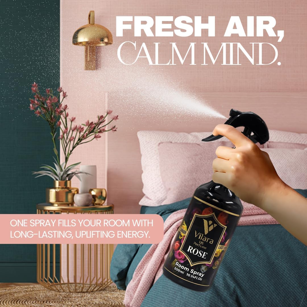 Room Spray Freshener - Long-Lasting Luxury Scents - Room and Linen Spray for Bedding, Sheets, Fabric, Furniture for Aromatherapy - 10.14 fl oz (Rose)