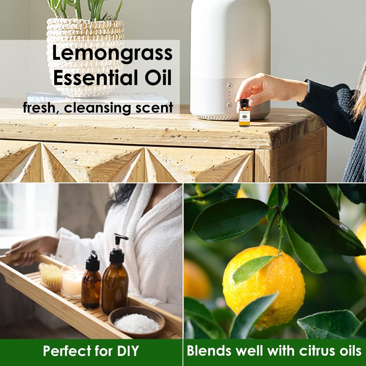 GreenHealth Lemongrass Essential Oil 1 Gallon – Wholesale Bulk Size | 100% Pure & Uncut | Natural Steam Distilled Oil for Candle Making, Cleaning, Air Care & More