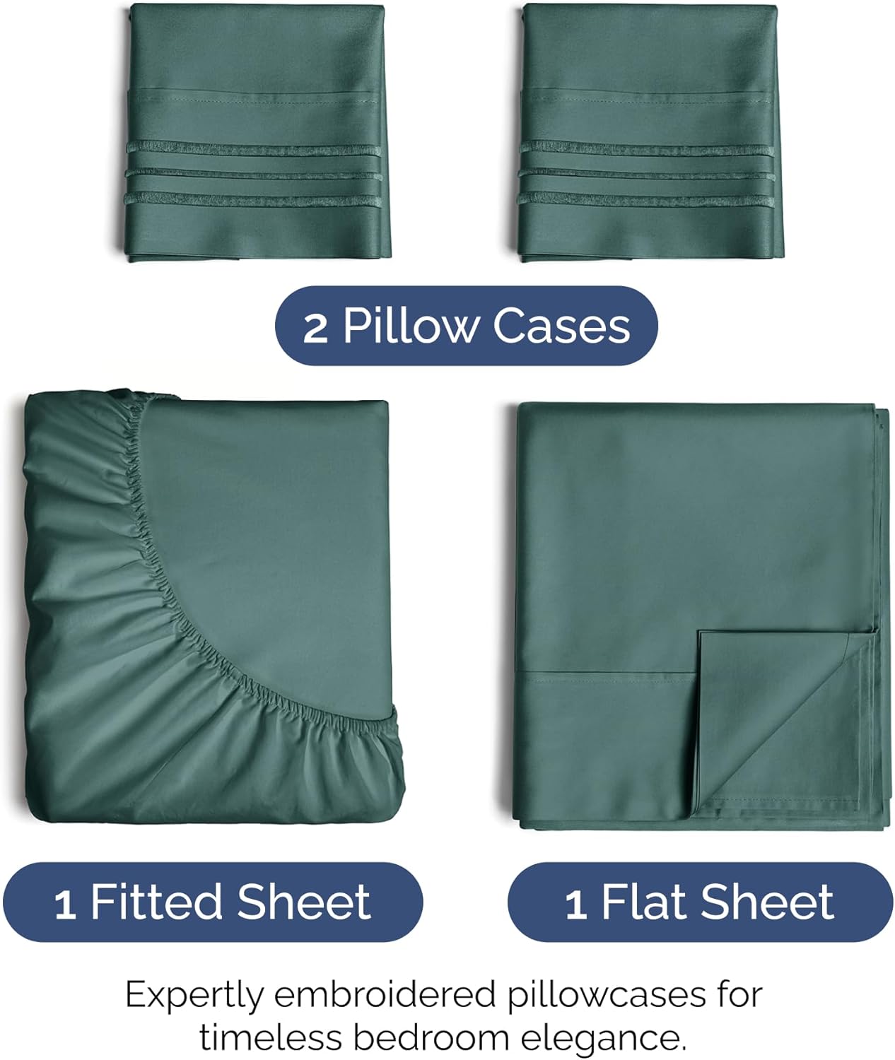 Full Size 4 Piece Sheet Set - Extra Soft, Breathable & Cooling Sheets - Hotel Luxury Durable Bed Sheets for Women & Men - Deep Pockets, Easy-Fit & Wrinkle-Free Sheets - Dusty Teal Oeko-Tex Bed Sheets