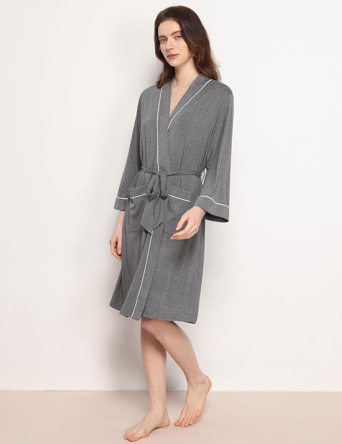 GYS Premium Viscose from Bamboo Robe for Women Long Sleeve Bathrobes Soft Kimono Robes
