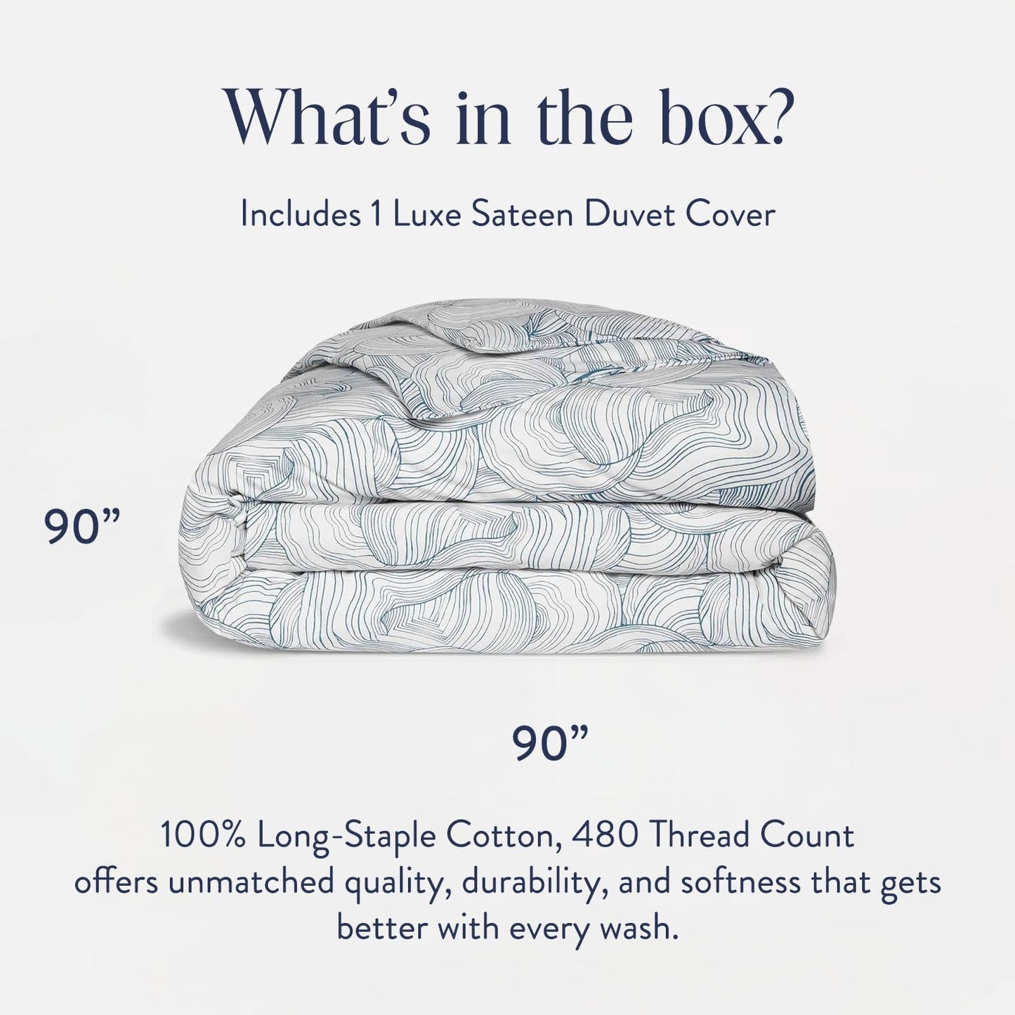 Brooklinen Luxury Sateen Duvet Cover - 100% Cotton, Full/Queen Size in Oyster Blue with Extra-Long Corner Ties and Button Closure - Best Full/Queen Duvet Covers
