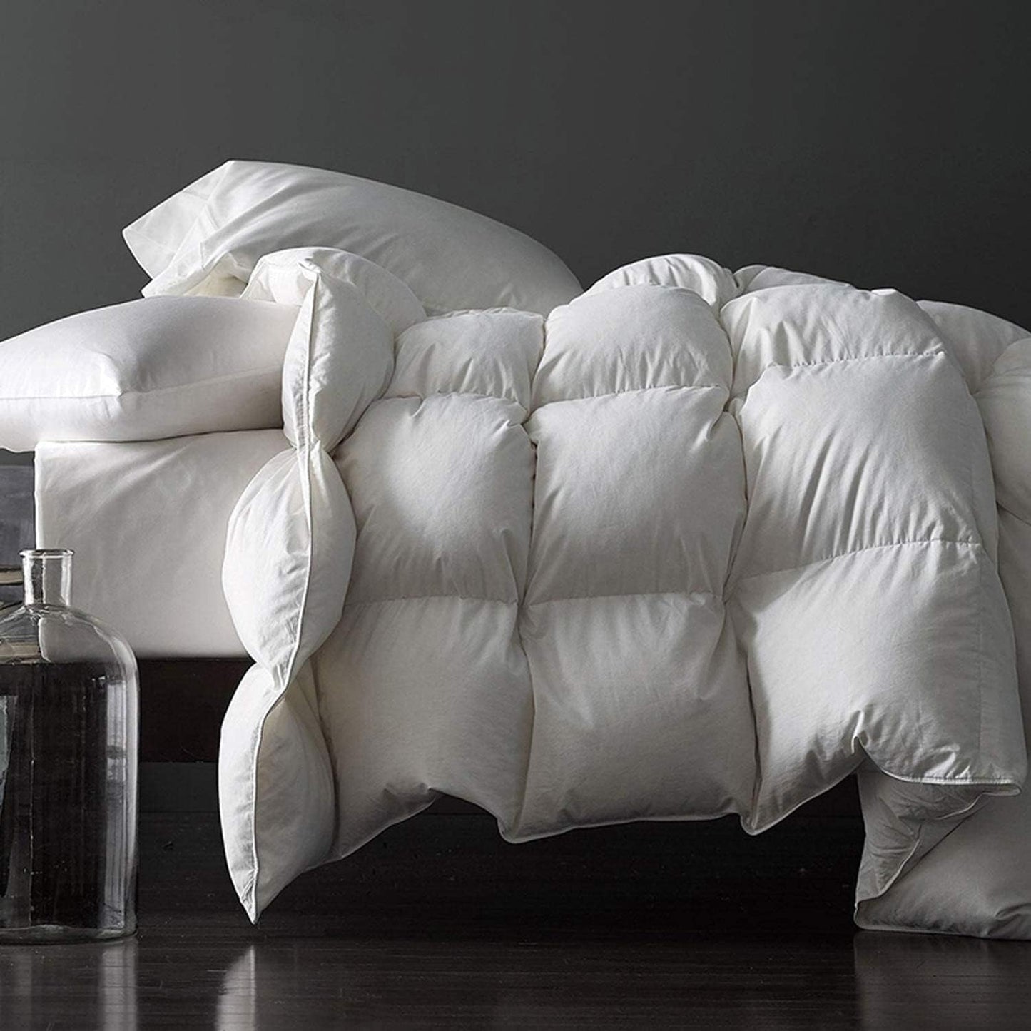 Royoliving Premium Feathers Down Duvet Insert Comforter Twin Size All Season Medium Warmth White 100% Cotton Cover with Corner Tabs (68x90, 35 oz)
