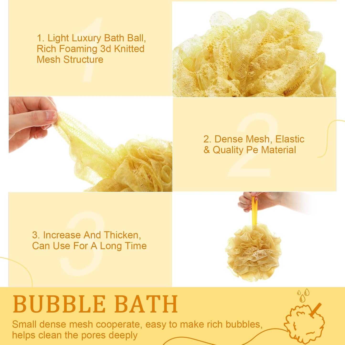 12 Pcs Halloween Bath Loofah Sponge Orange Black Loofah Exfoliating Body Scrubber Shower Sponge 50g Mesh Shower Pouf Balls Gift Set for Women Men Wedding Bathing Accessories(Gold)