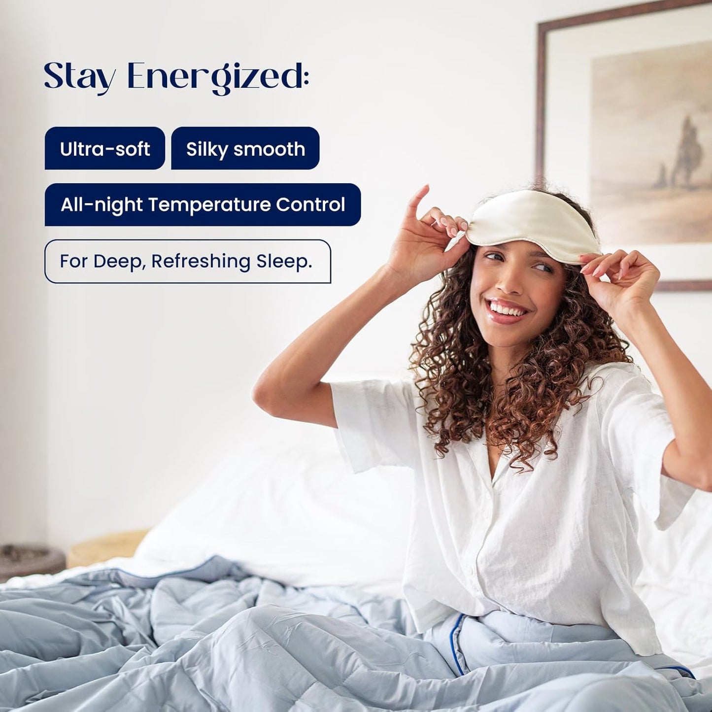 Dream Valley® Outlast® Deepsleep Cooling Comforter, Full/Queen Size, NASA-Grade Space Technology Cooling Blanket for Hot Sleepers Night Sweats, Q-Max > 0.45 Aerocool™ Breathable, Dream Blue, 90"x90"