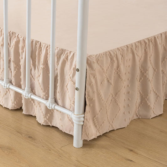 Bed Skirt King Size，Ruffled Cream Bed Skirt with Split Corners，King Bed Skirt 14 Inch Drop, Boho Tufted Shabby Chic King Size Bed Skirt, Bed Skirts King Size