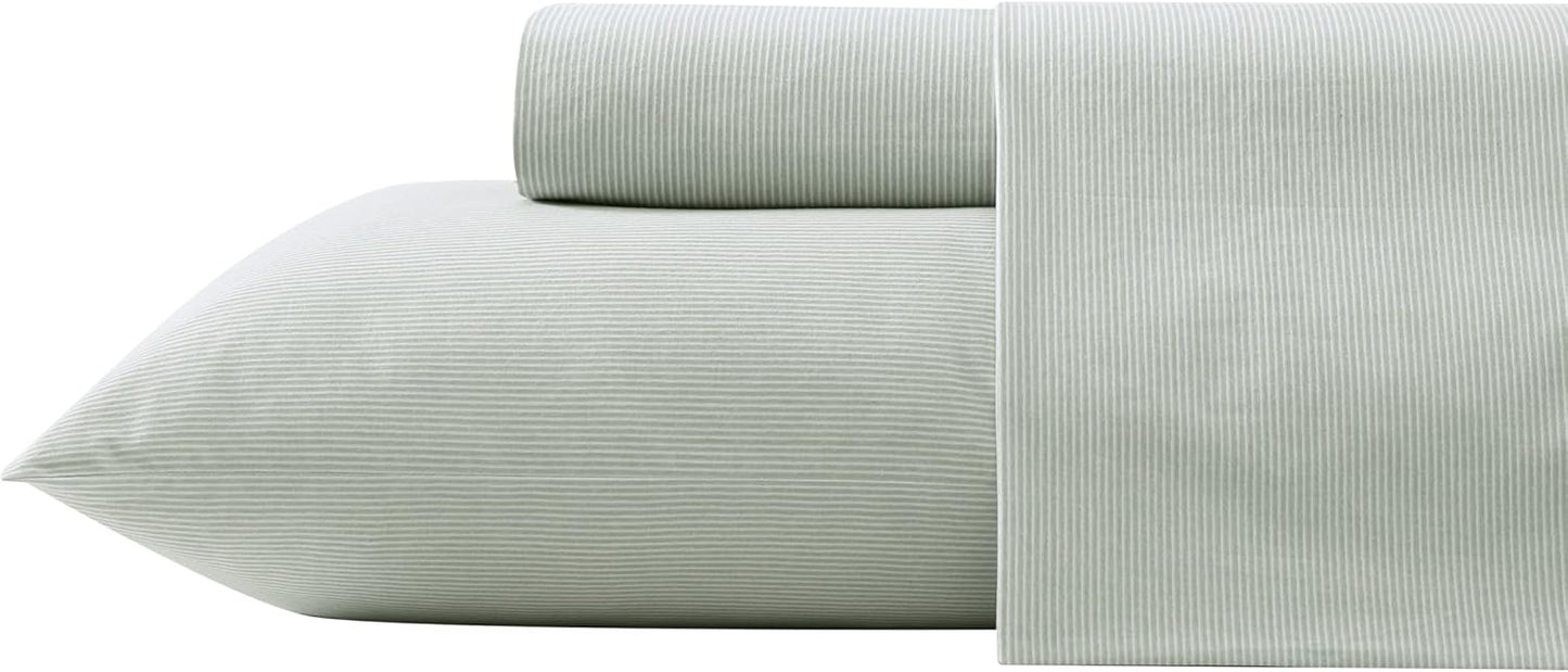 Tommy Bahama - King Sheets, Washed Percale Cotton Bedding Set, Soft & Breathable Bedroom Decor with Deep Pockets (Island Cays Stripe Green, King)