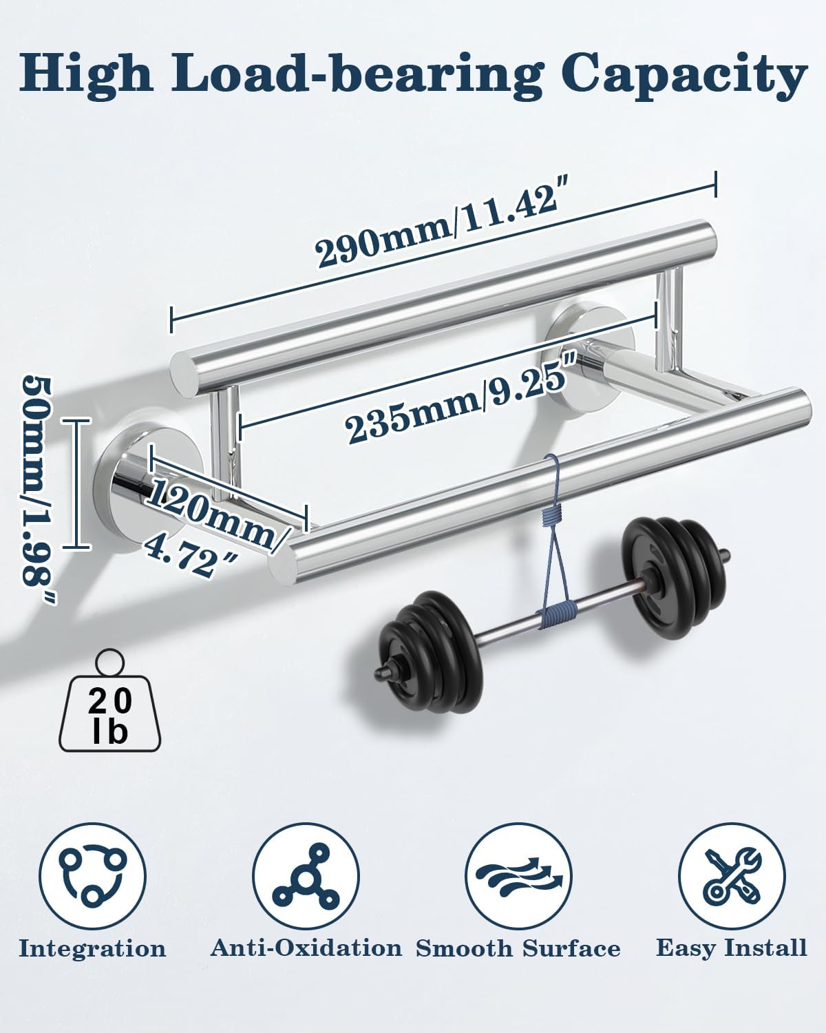 Alise Double Bath Towel Bars,12 Inch Towel Racks for Bathroom,SUS304 Stainless Steel Towel Holder,Towel Holder Wall Mount,Toilet Kitchen Towel Rod,Polished Chrome Towel Rail,GYT6902-300-C