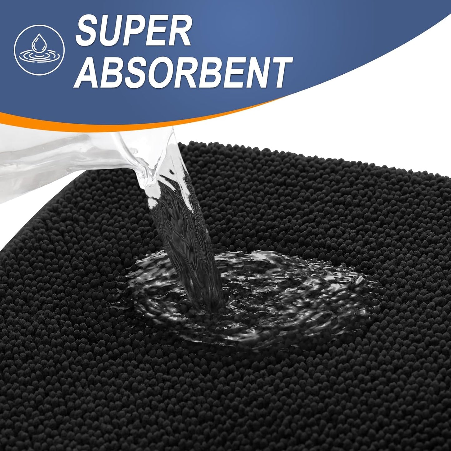 OLANLY Thick Memory Foam Bath Mat Rug 47x20, Extra Soft Absorbent Bathroom Rug, Quick Dry Bath Mats, Non-Slip, Machine Washable Carpet for Bathroom, Tub and Shower, Home Decor Accessories, Black