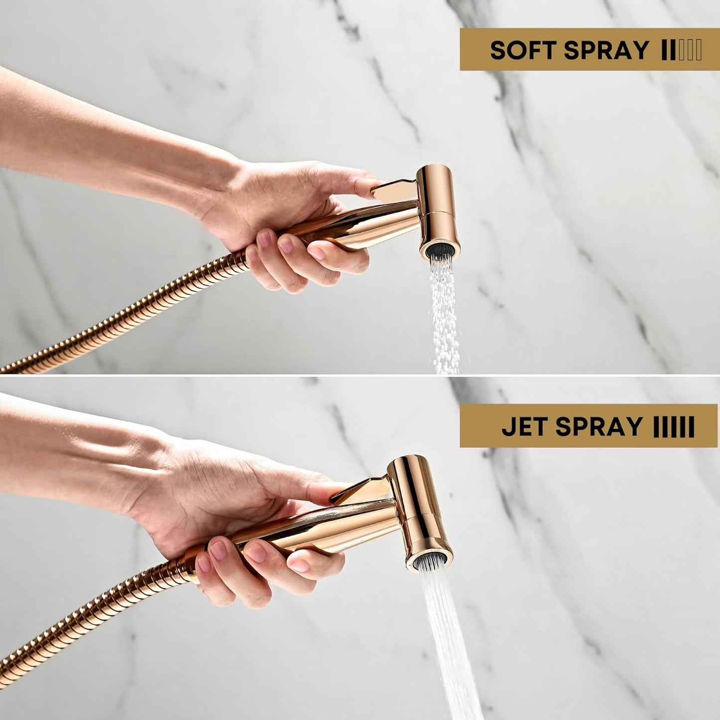 Purrfectzone Bidet Sprayer for Toilet, Bidet Sprayer for Feminine Wash, Premium Stainless Steel Jet Spray for Toilet, Wall-Mounted or Toilet Tank Mounted - Rose Gold