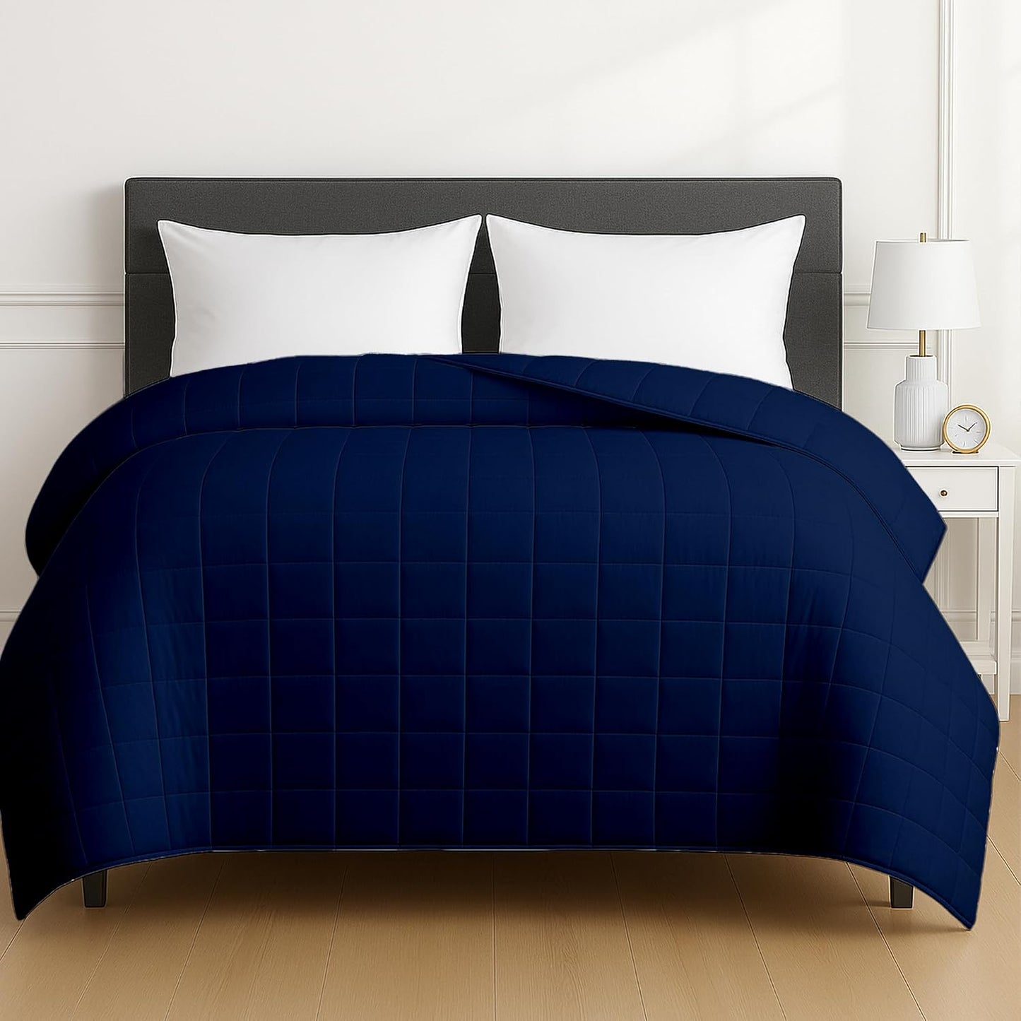 HomeSmart Weighted Blanket King Size 30 lbs, Heavy Weighted Blanket, Soft Breathable Fabric, Also Fits California King Beds, Navy, Blue
