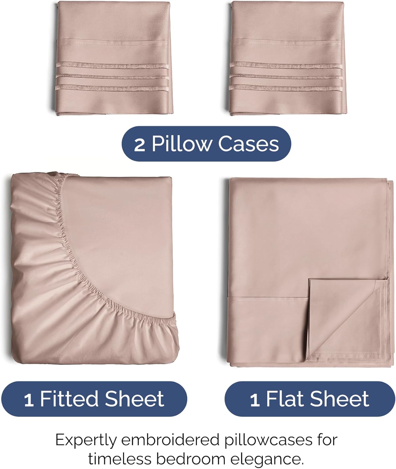 King Size 4 Piece Sheet Set - Extra Soft, Breathable & Cooling Sheets - Hotel Luxury Durable Bed Sheets for Women & Men - Deep Pockets, Easy-Fit & Wrinkle-Free Sheets - Dusty Pink Oeko-Tex Bed Sheets