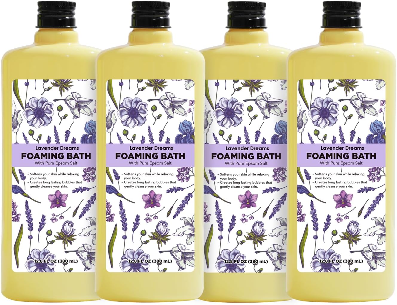 Bubble Bath for Women, Lavender Scented Bubble Bath Gifts Set, Foaming Bath Mother's Day Gifts for Mom, 51.2 fl oz (Pack of 4)