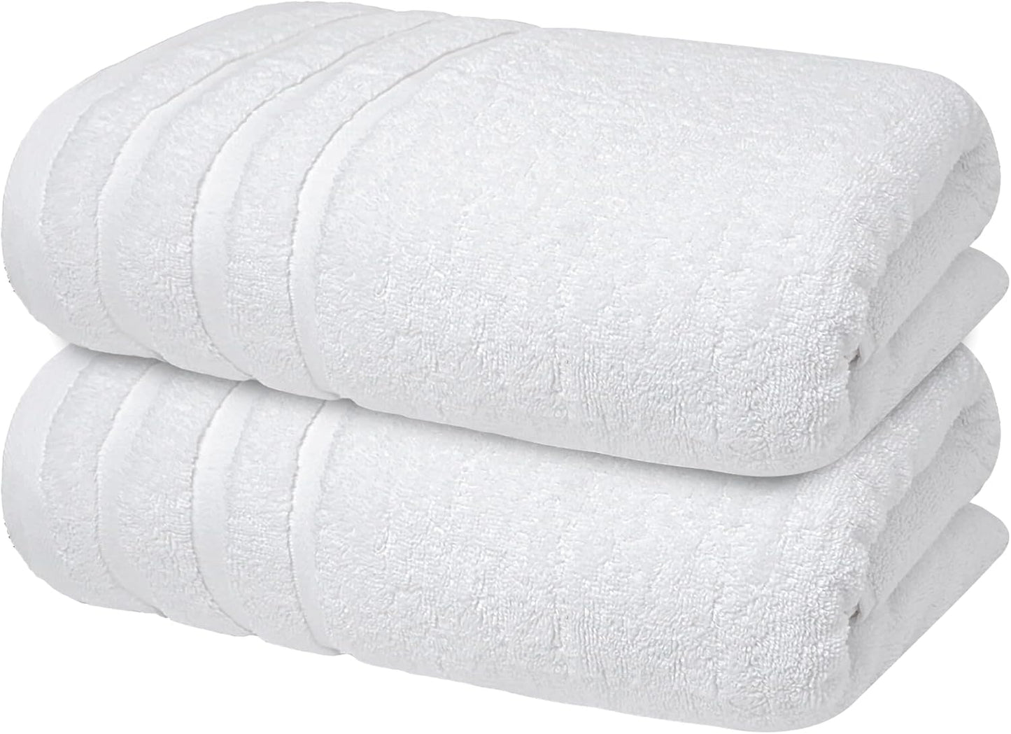 Infinitee Xclusives 100% Cotton Luxury Bath Towels Set of 2 (27x54 Inches) (Brilliant White, Bath Towels - Pack 2)