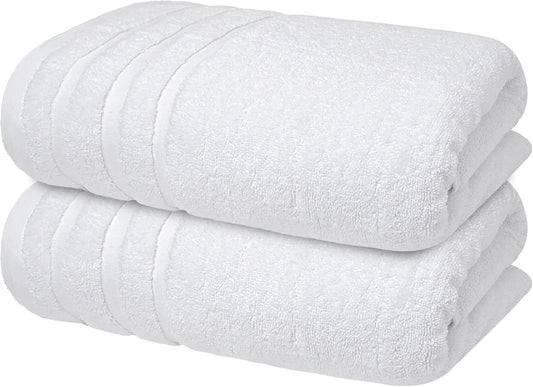 Infinitee Xclusives 100% Cotton Luxury Bath Towels Set of 2 (27x54 Inches) (Brilliant White, Bath Towels - Pack 2)