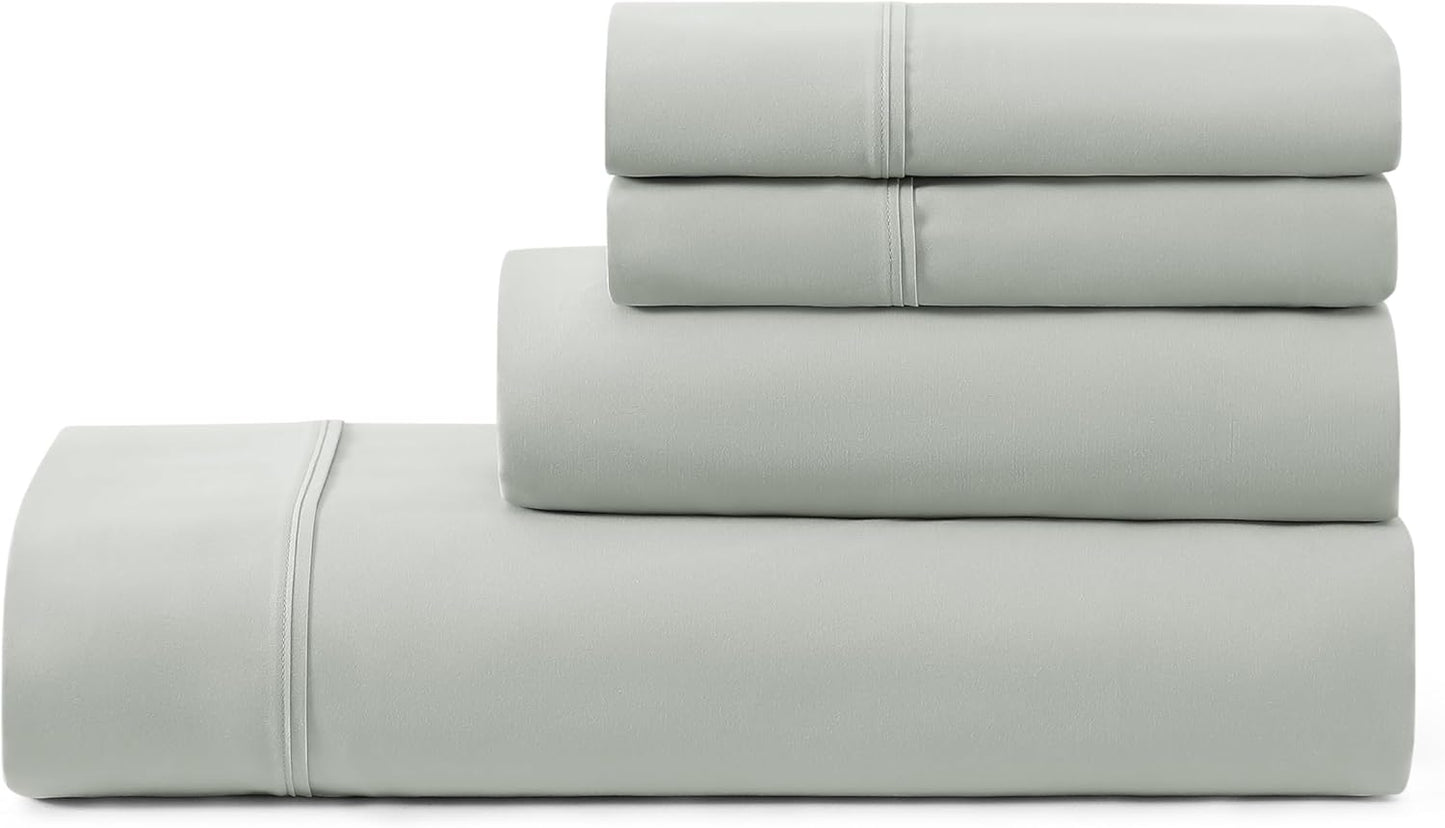 UGG King Sheet Set 4-Piece Luxury Cooling Sheets Deep Pockets Premium Bedding with 2 Pillow Shams Hypoallergenic Machine Washable Soft Lightweight Bed Set for Bedroom, King, Mineral Green (Hedi)