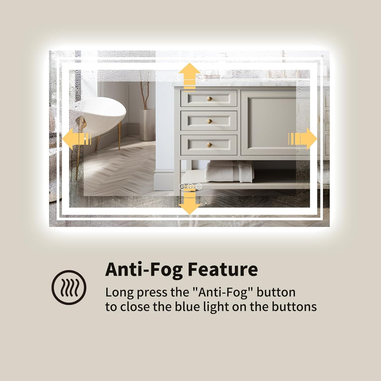 WTTY 60"x36" LED Bathroom Mirror with Lights, Backlit and Front Lighted Bathroom Vanity Mirrors Wall Mounted, Double LED Vanity Wall Mirror for Bathroom with Anti-Fog, Dimmable, Memory, Shatter-Proof