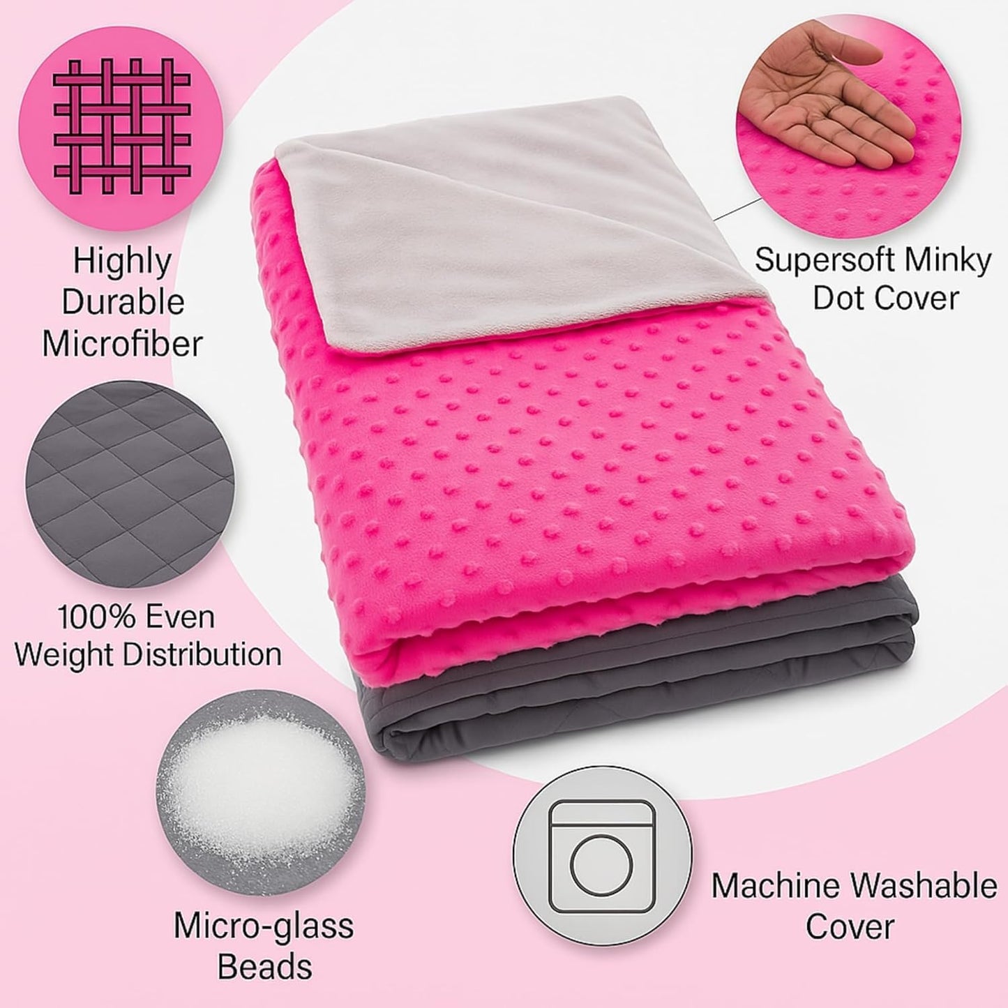 hazli Super-Soft Kids Weighted Blanket 7 Pounds - Weighted Blanket for Kids - Easy to Clean, Washable Minky Cover - 41x60 Inches 7lbs Child - Small Heavy Blanket for Girls and Boys