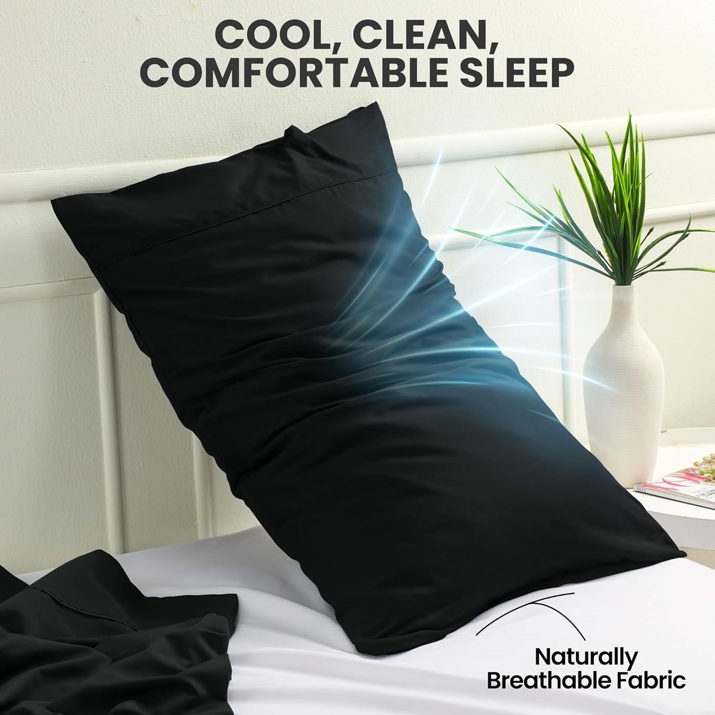 Pillow Covers by Utopia Bedding - Queen Size 2-Pack – Soft Brushed Microfiber – Perfect for Hospitals, Hotels, Guest Rooms – Oeko-TEX Certified, 20x30 Inches (Black)