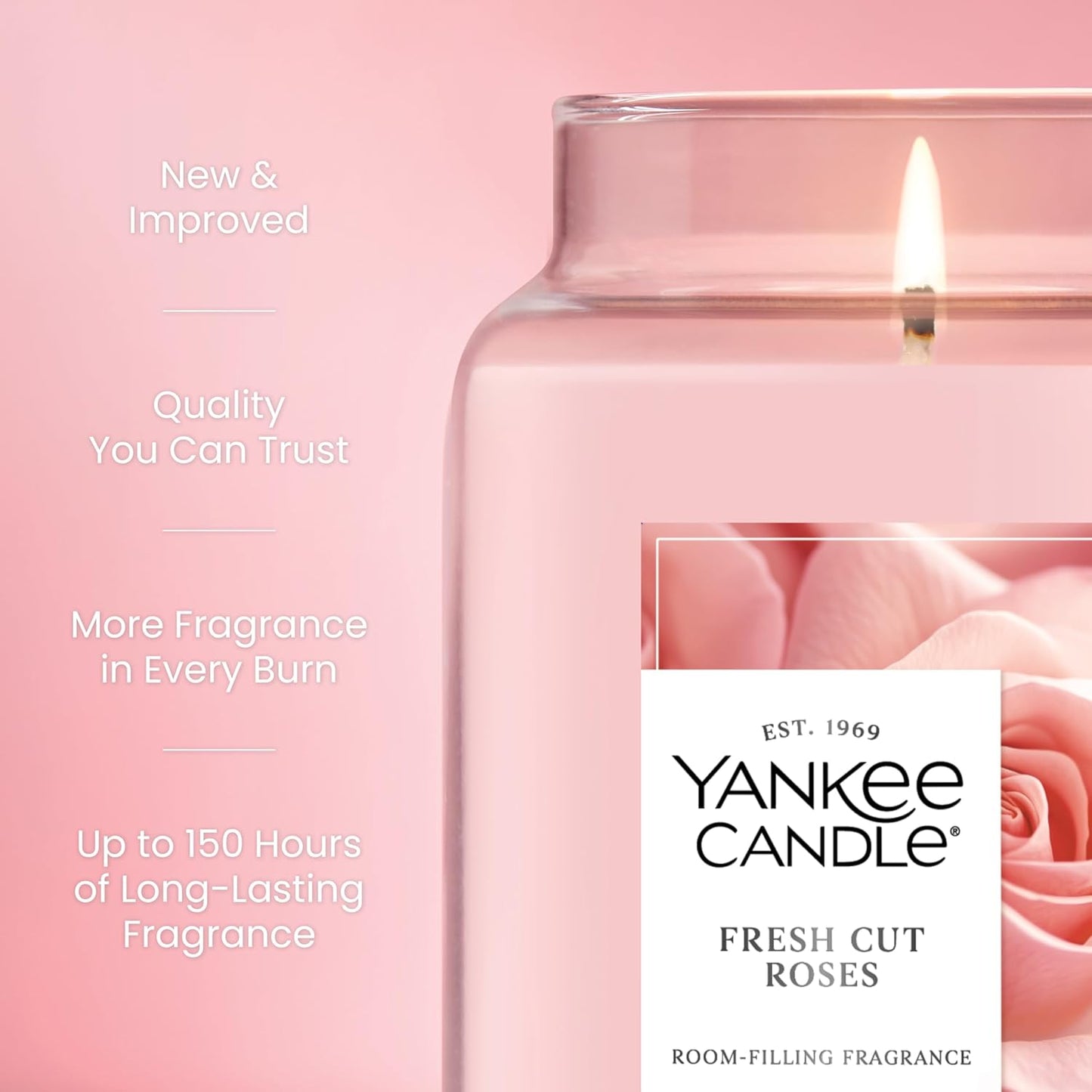 Yankee Candle Fresh Cut Roses Scented Candle, 22oz Large Jar with up to 150 Hour Burn Time, Giftable