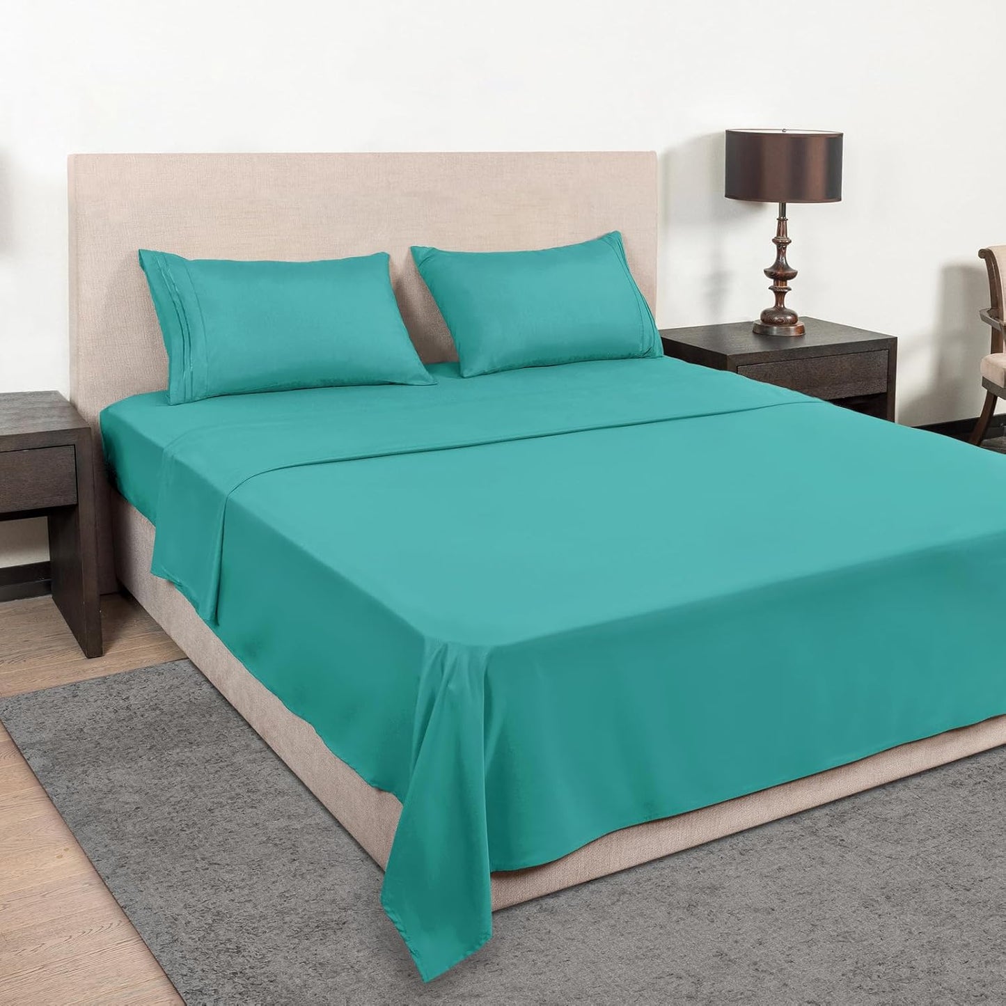 Mejoroom Twin XL Sheet Set - Hotel Luxury Microfiber Sheet & Pillowcase Sets Fits College Dorm Room Mattress - Soft, Breathable, Wrinkle & Fade Resistant - 3 Piece (Teal)