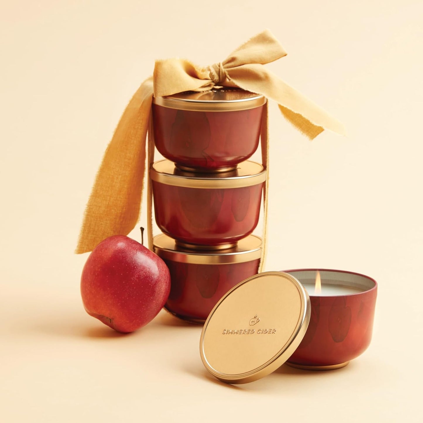 Thymes Scented Candles for Women & Men – Tin with Lid – Luxury Home Decor – Apple Candles with Notes of Crushed Clove, Cardamom, Bourbon & Malted Rum (Simmered Cider, 6.5 oz)