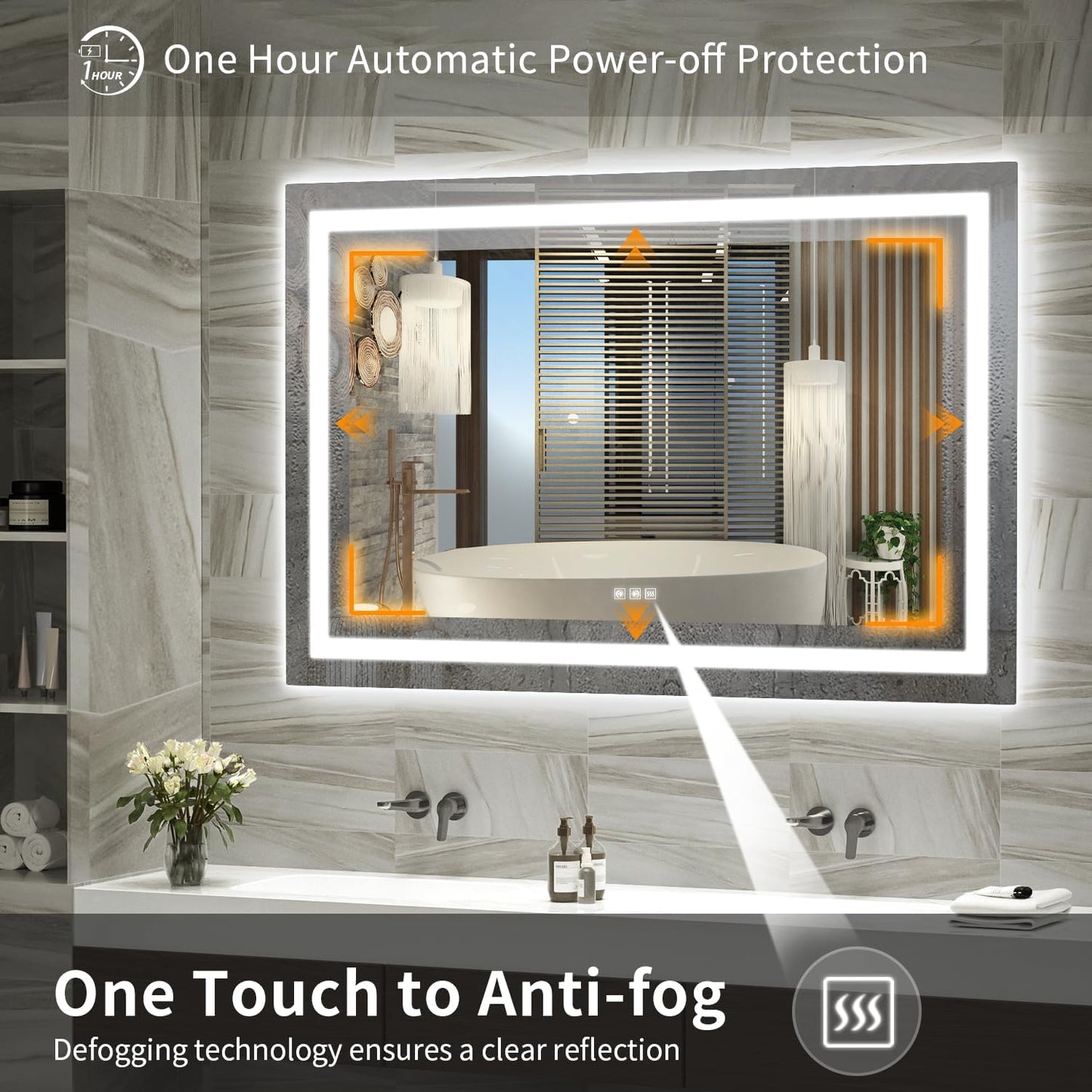 LED Mirror for Bathroom, 55x36 Inch Backlit + Front Lighted Bathroom Vanity Mirror with Lights, Double Light Strips, 3 Colors, Shatter-Proof, Anti-Fog and Brightness Memory
