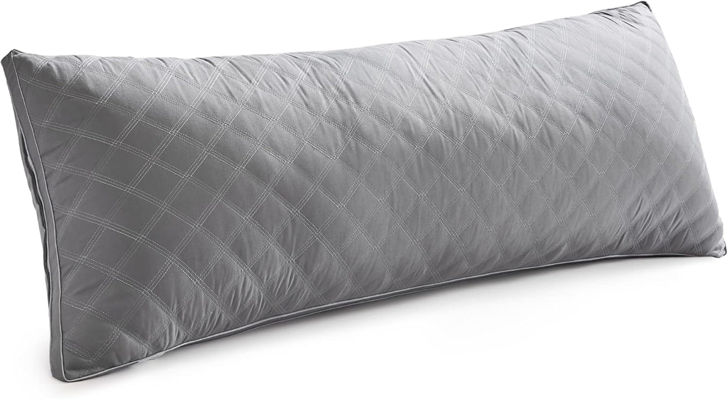 Leeden Body Pillow for Adults - Premium Grey Firm Fluffy Long Pillows - 21 x 54 Soft Plush Full Body Pillows - Adjustable Side Pillow for Sleeping