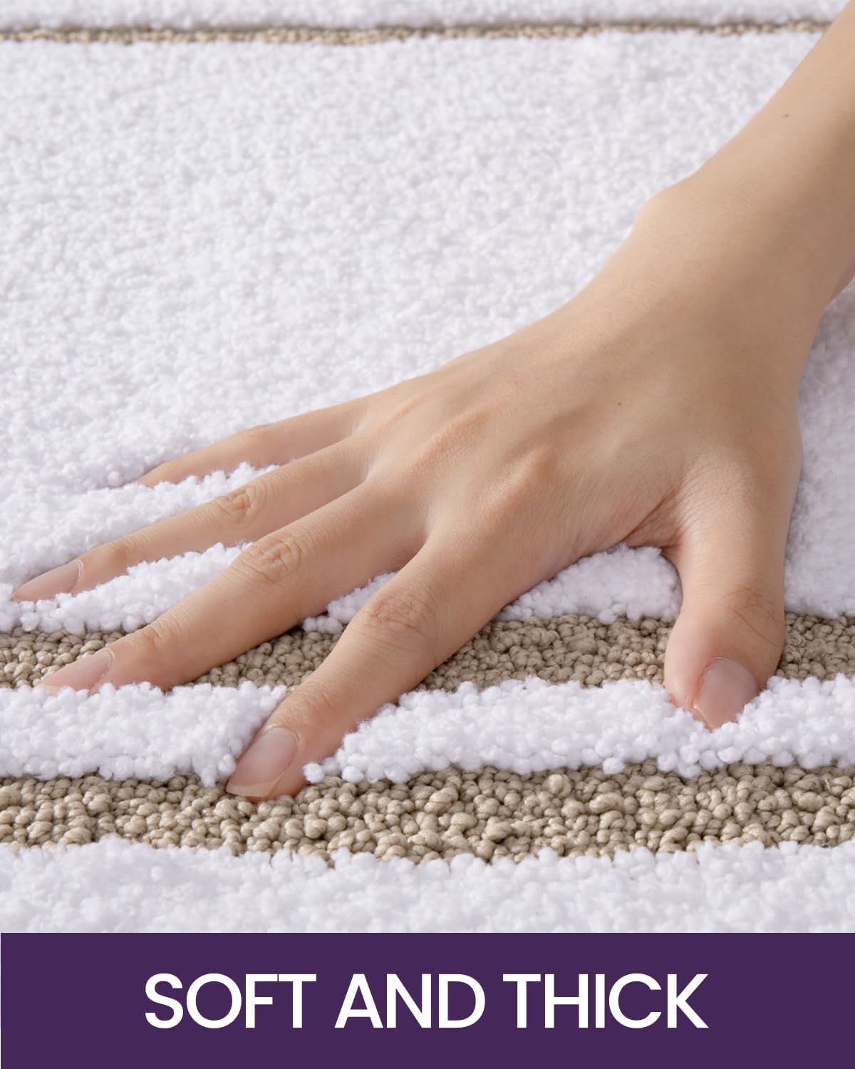 DEXI Oval Bath Mats for Bathroom, 24x43 Absorbent Bath Mat, Washable Microfiber Bathroom Rug with Non Slip Backing for Shower Floor, Beige