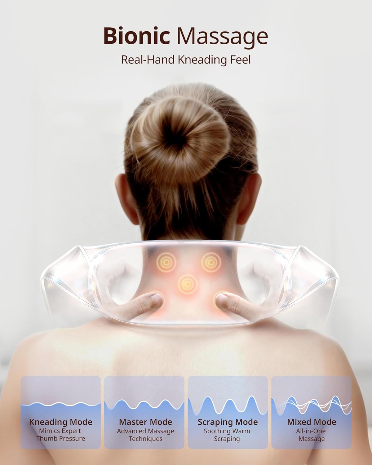 Shiatsu Neck and Back Massagers with Heat, 150 Mins Uses, 4 Modes & Adjustable Massage Head, Electric 3D Deep Tissue Kneading for Shoulder, Leg, Muscle Soreness, Pain Relief, Relaxation for Women, Men